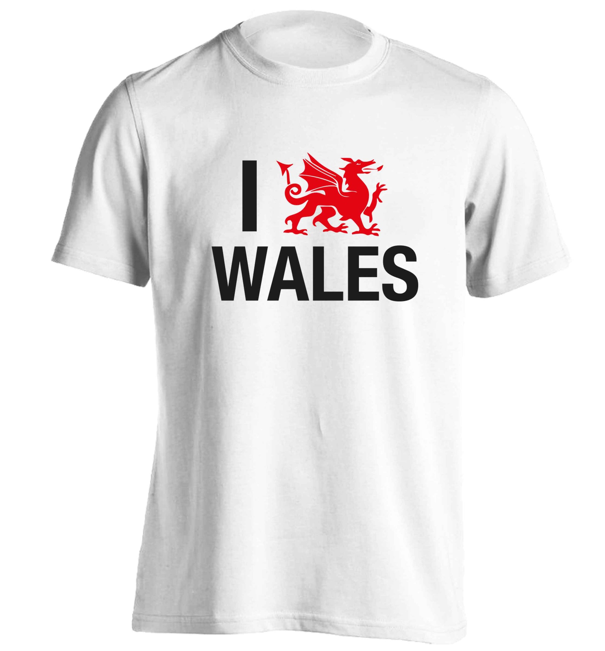 I love Wales adults unisex white Tshirt 2XL