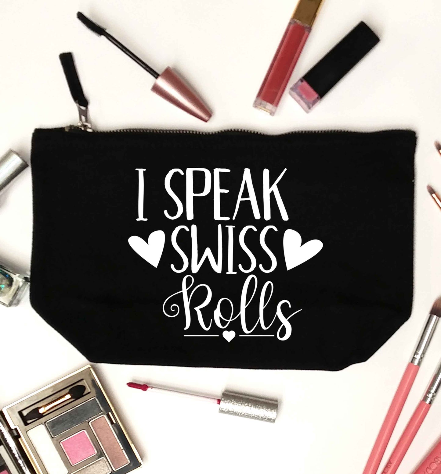 I speak swiss..rolls black makeup bag