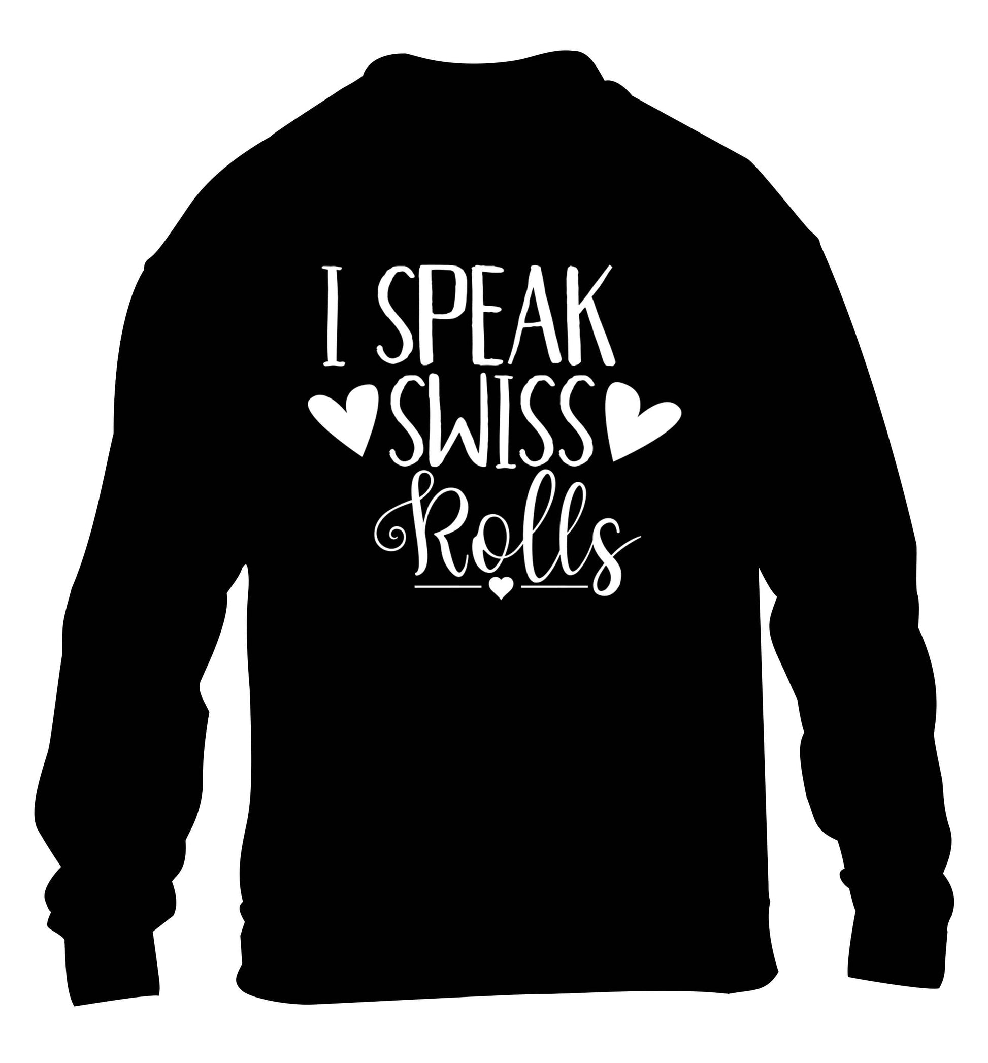 I speak swiss..rolls children's black sweater 12-13 Years