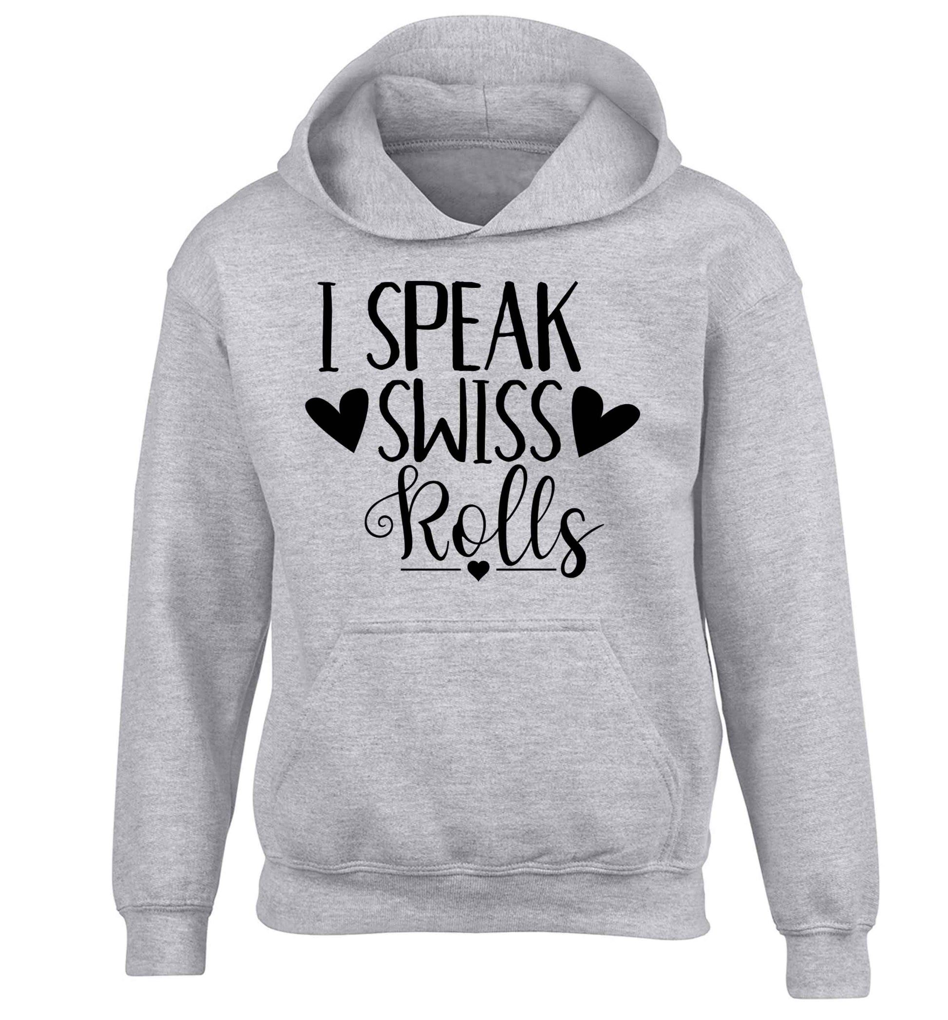 I speak swiss..rolls children's grey hoodie 12-13 Years