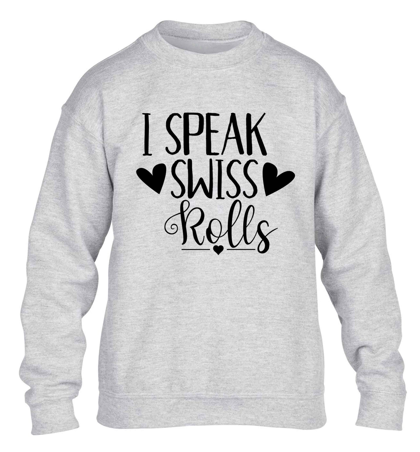 I speak swiss..rolls children's grey sweater 12-13 Years