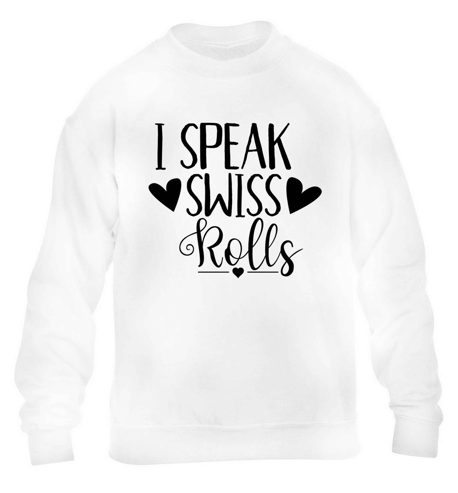 I speak swiss..rolls children's white sweater 12-13 Years