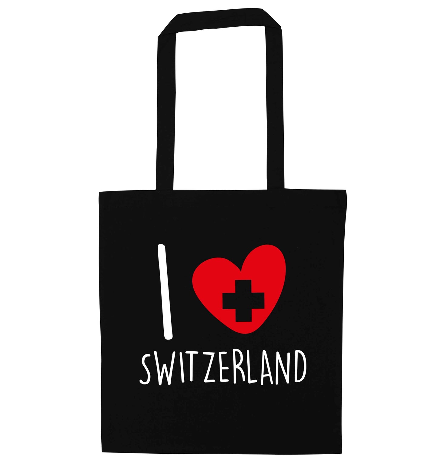 I love switzerland black tote bag