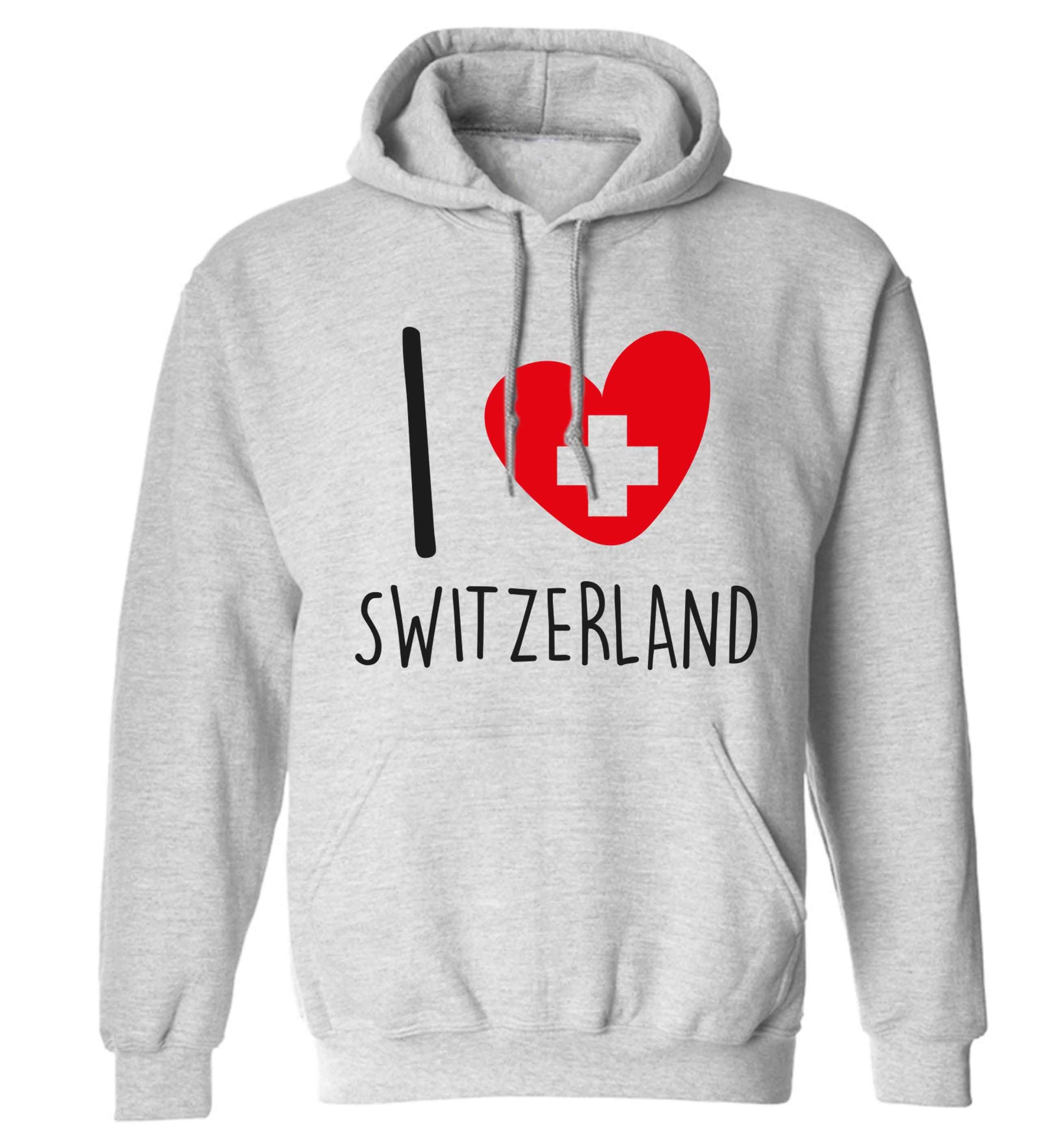 I love switzerland adults unisex grey hoodie 2XL