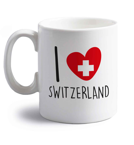 I love switzerland right handed white ceramic mug 