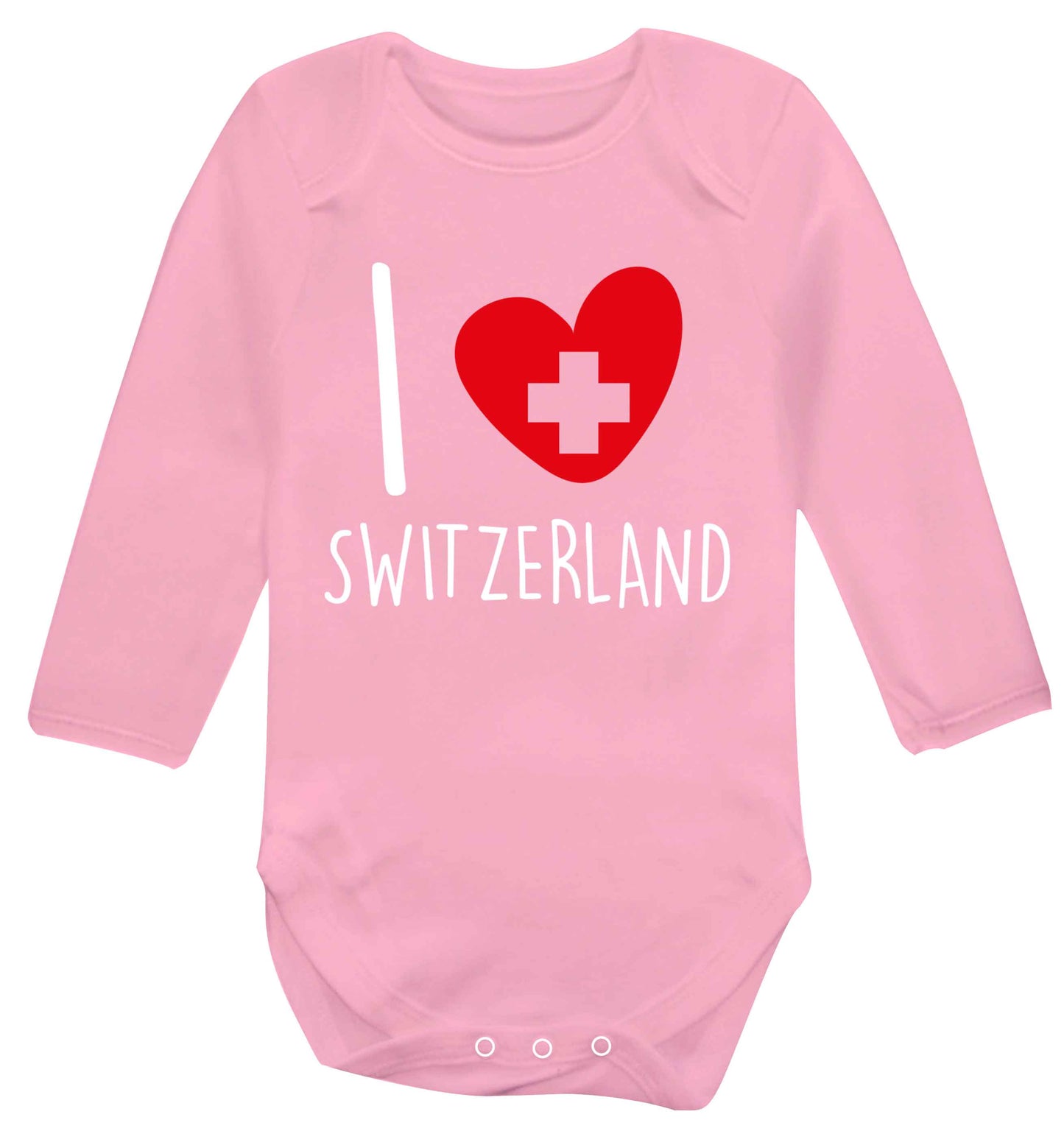 I love switzerland Baby Vest long sleeved pale pink 6-12 months