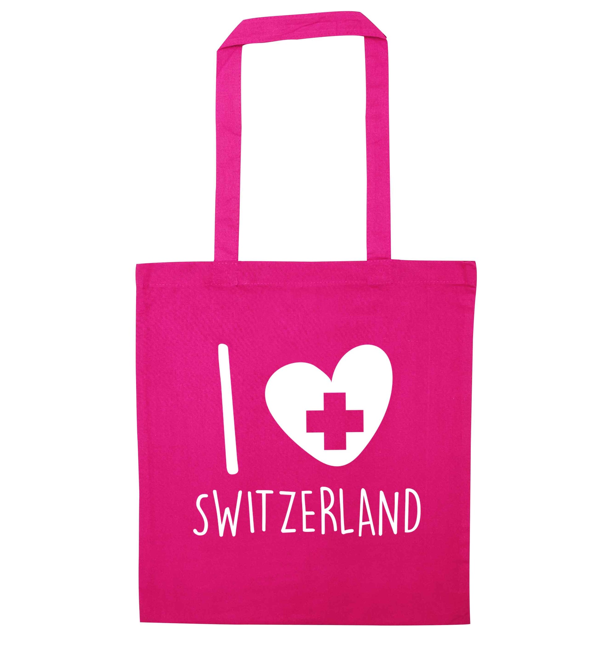 I love switzerland pink tote bag