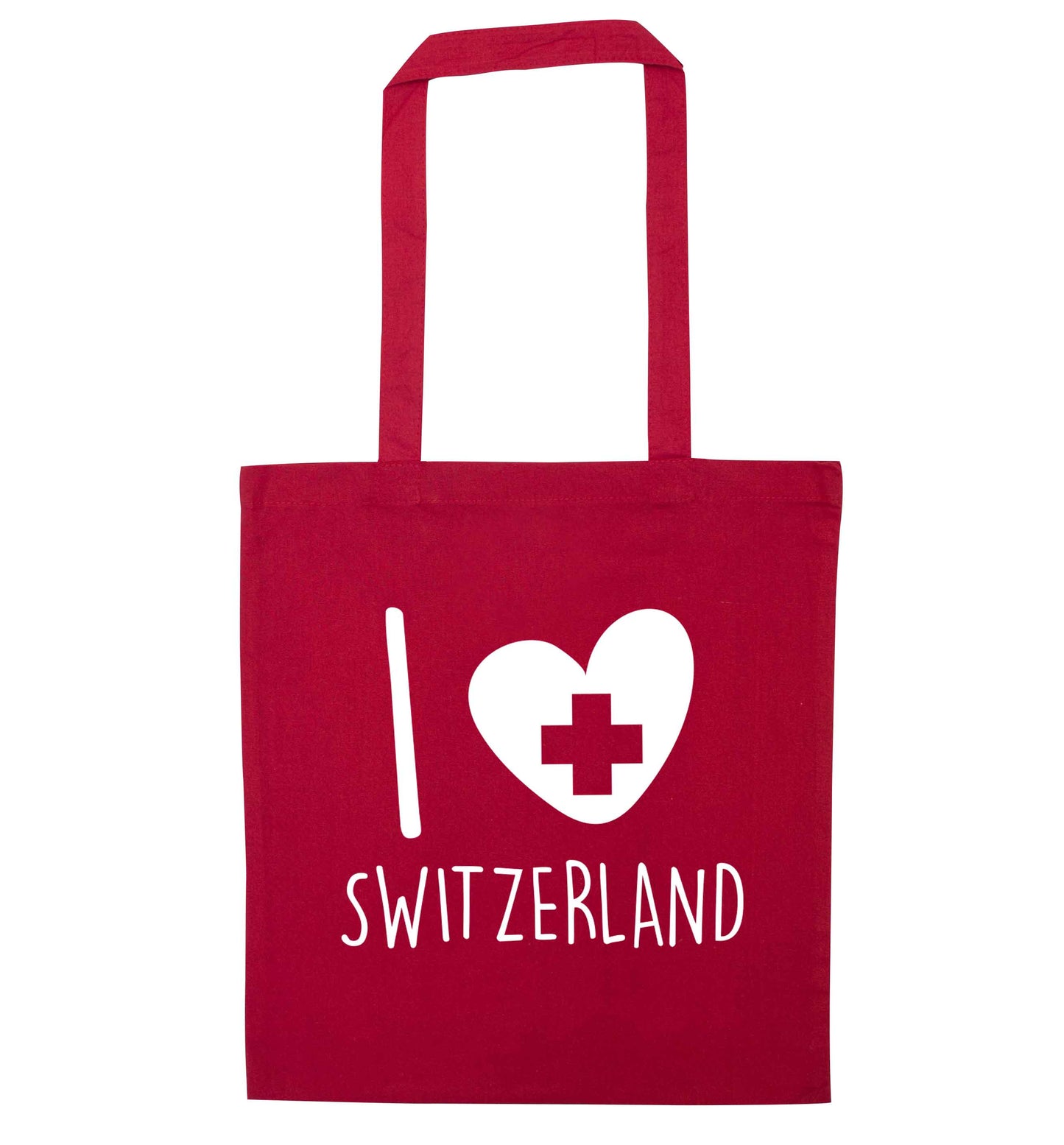 I love switzerland red tote bag