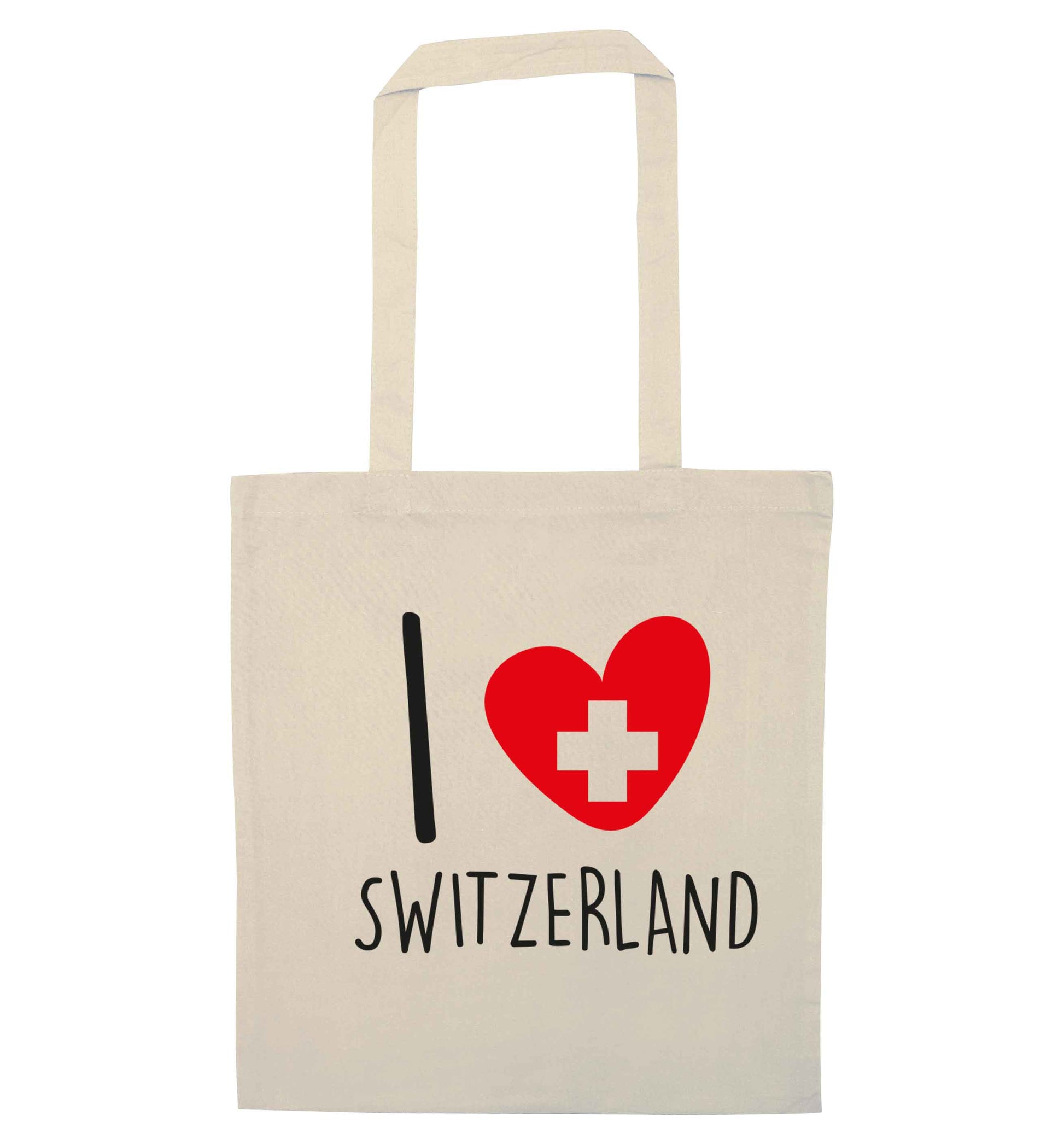 I love switzerland natural tote bag
