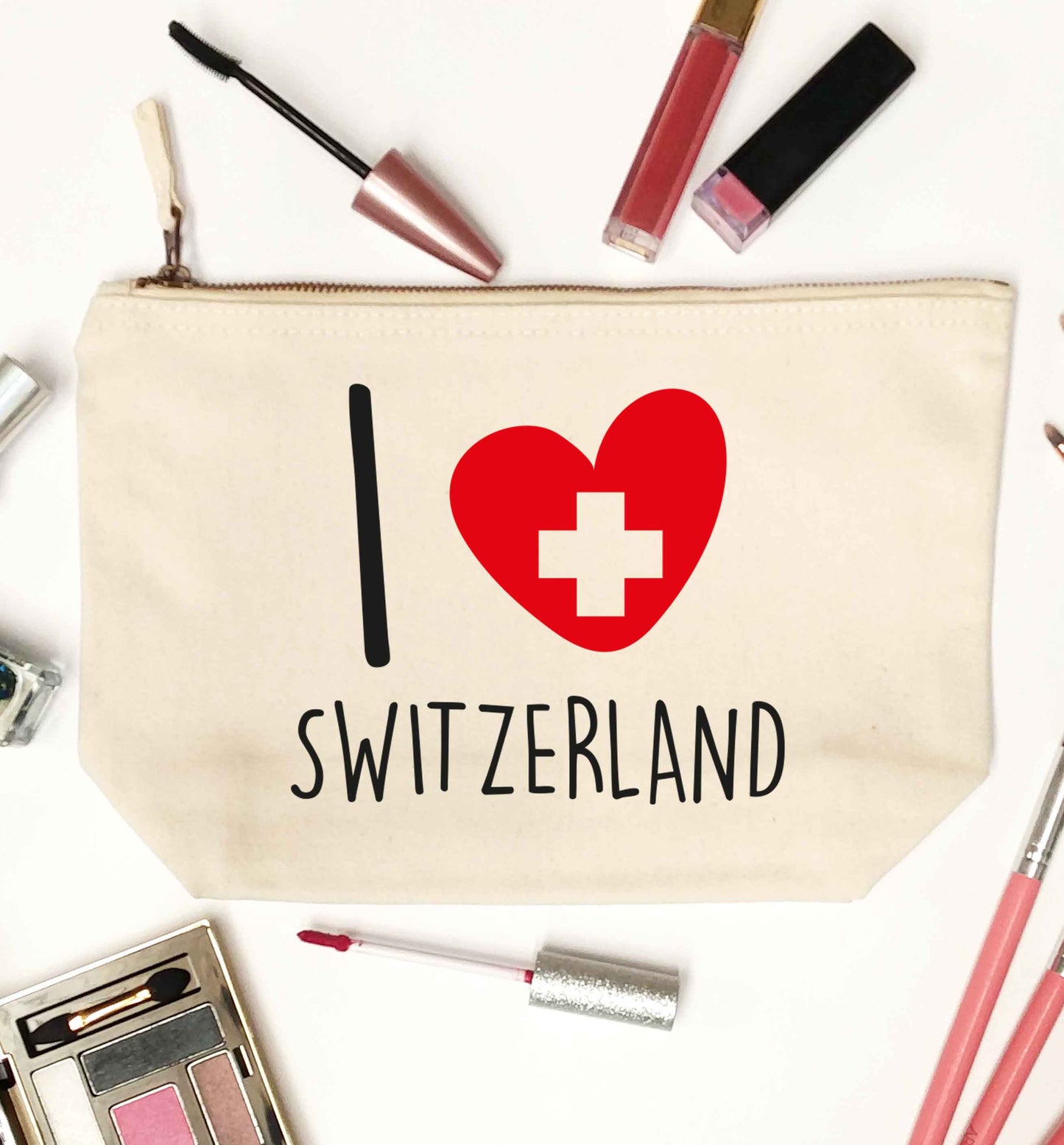 I love switzerland natural makeup bag