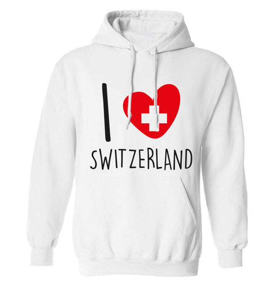 I love switzerland adults unisex white hoodie 2XL