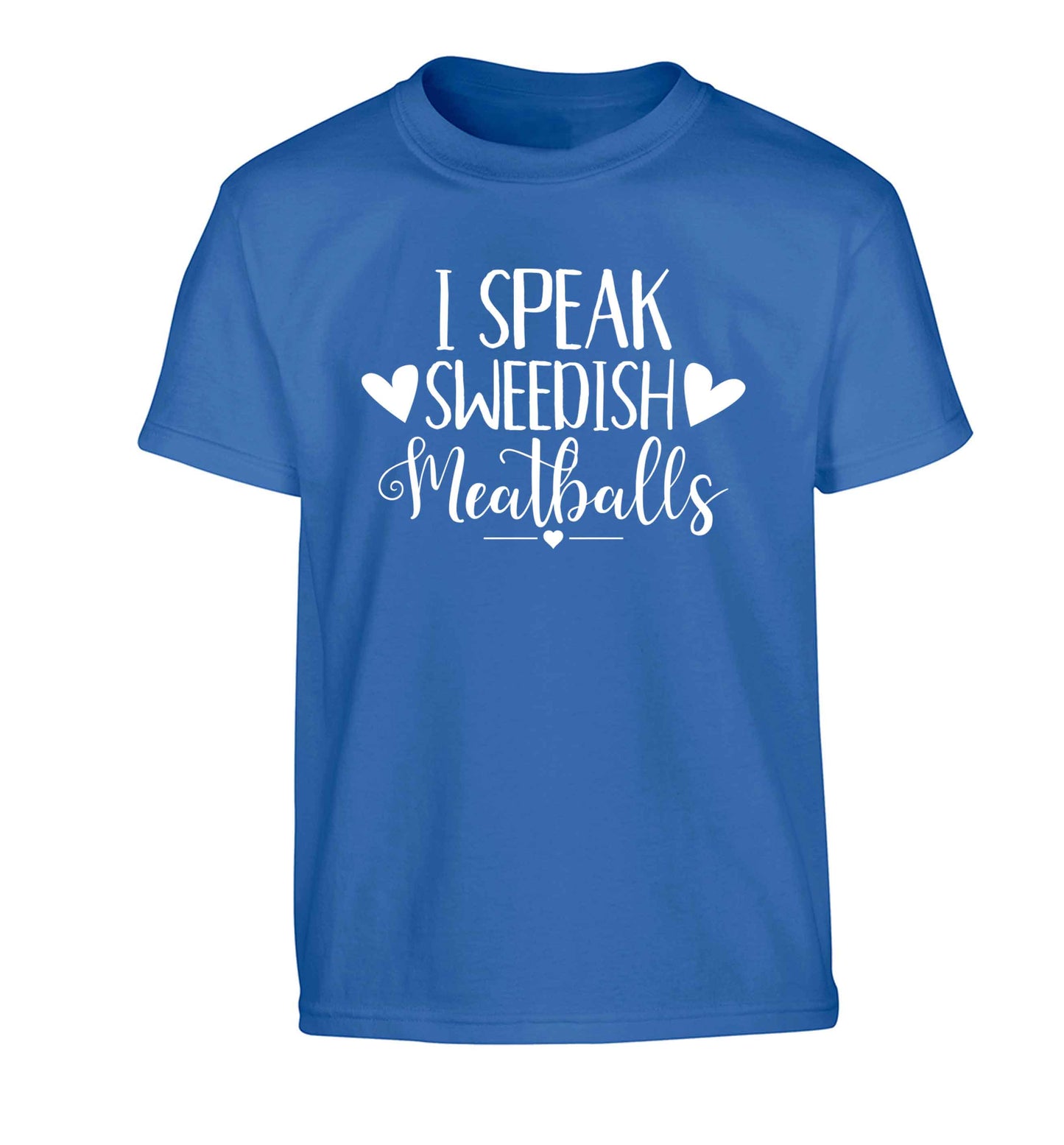 I speak sweedish...meatballs Children's blue Tshirt 12-13 Years