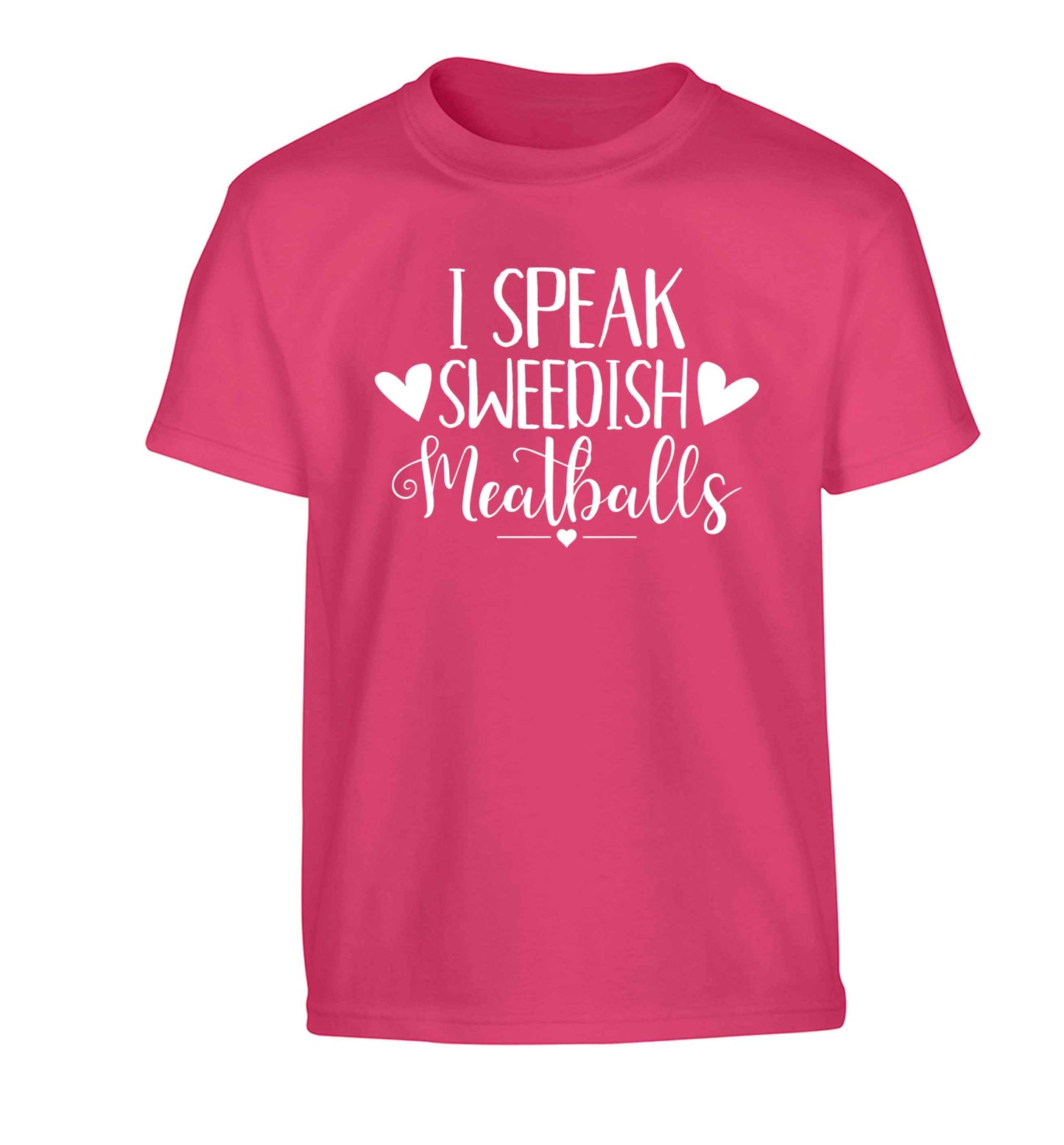 I speak sweedish...meatballs Children's pink Tshirt 12-13 Years