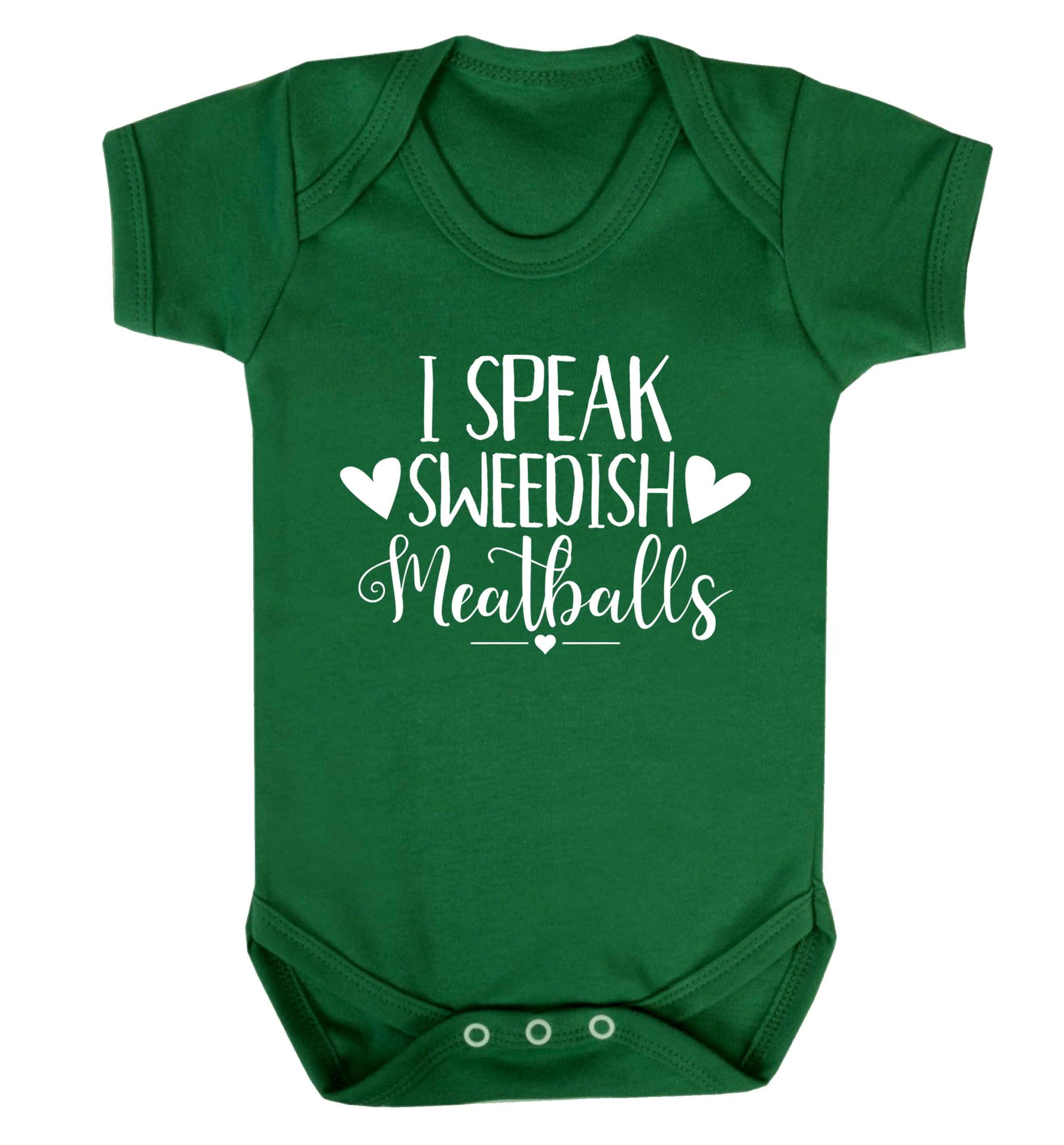 I speak sweedish...meatballs Baby Vest green 18-24 months