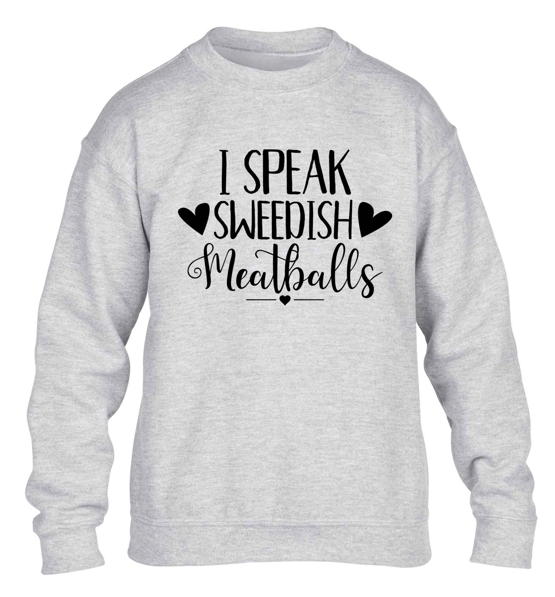 I speak sweedish...meatballs children's grey sweater 12-13 Years