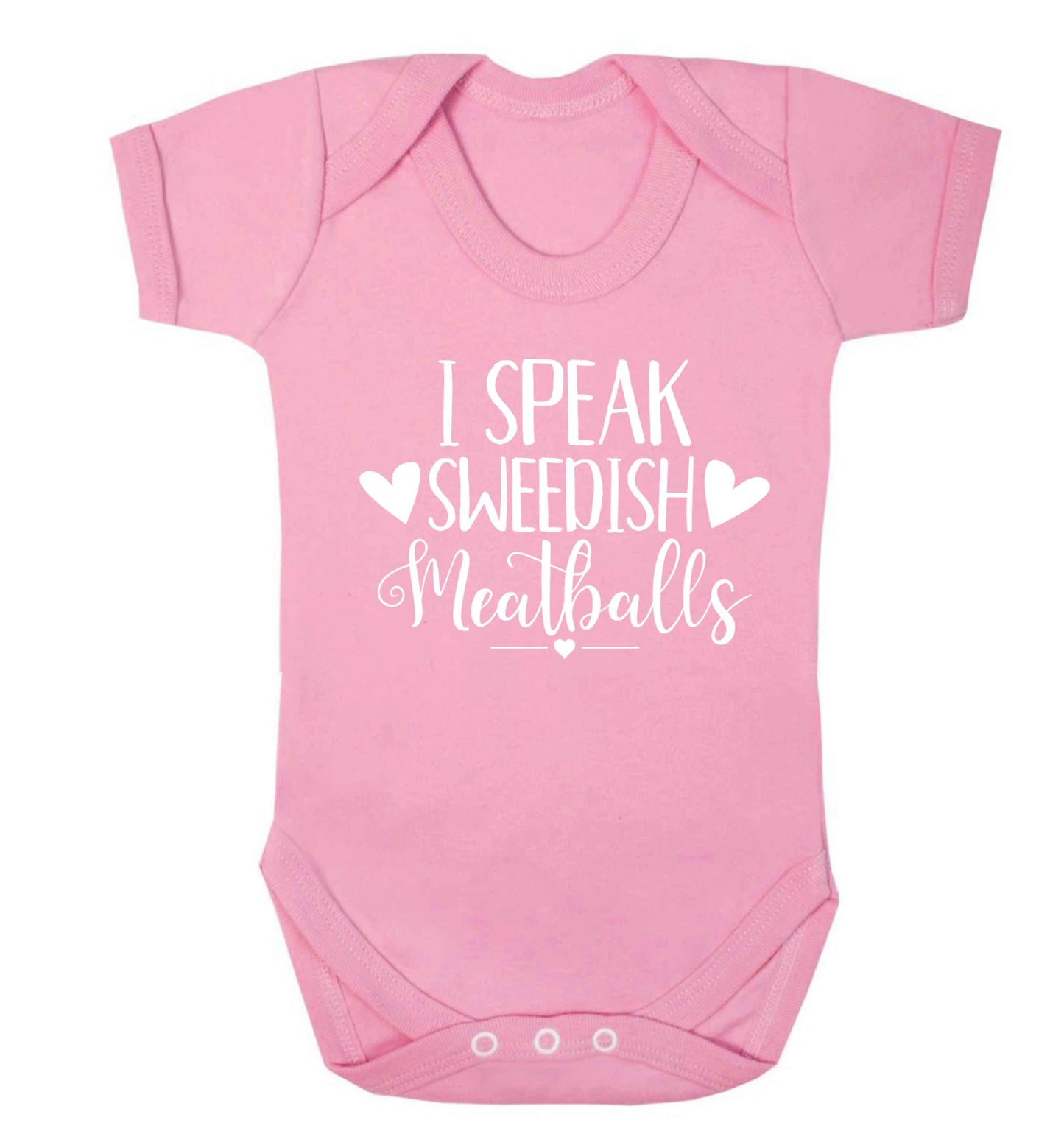 I speak sweedish...meatballs Baby Vest pale pink 18-24 months
