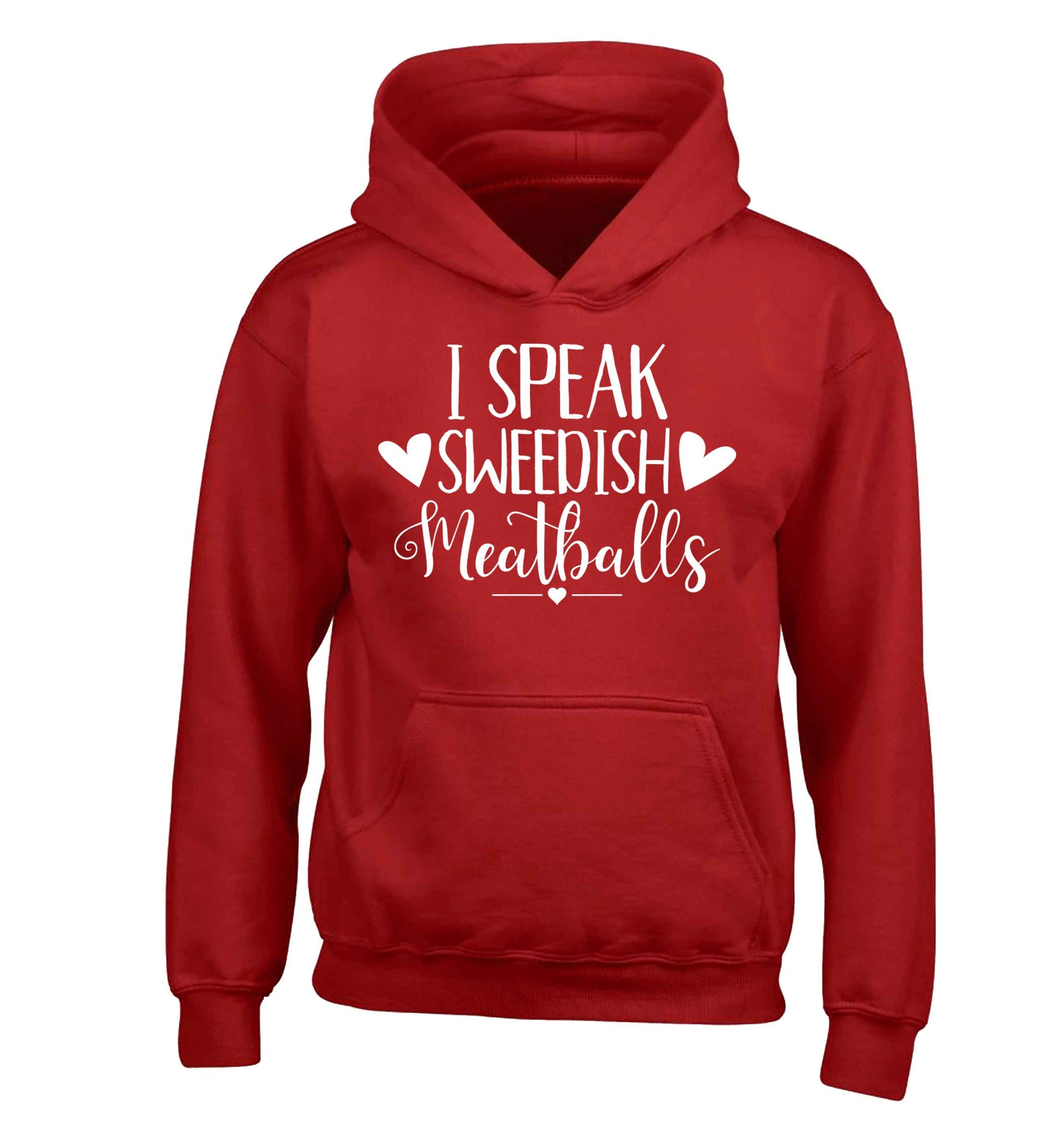 I speak sweedish...meatballs children's red hoodie 12-13 Years