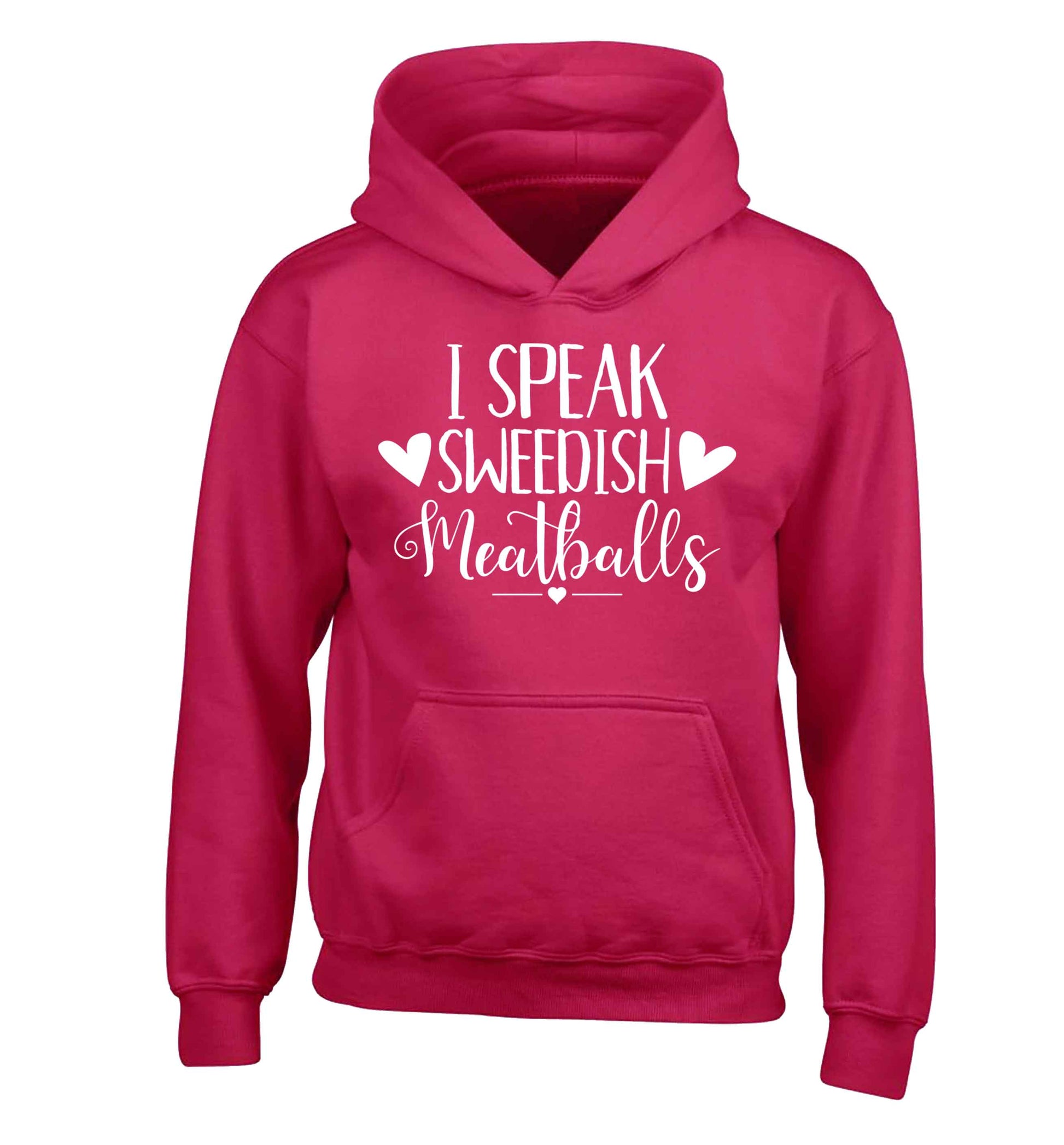 I speak sweedish...meatballs children's pink hoodie 12-13 Years