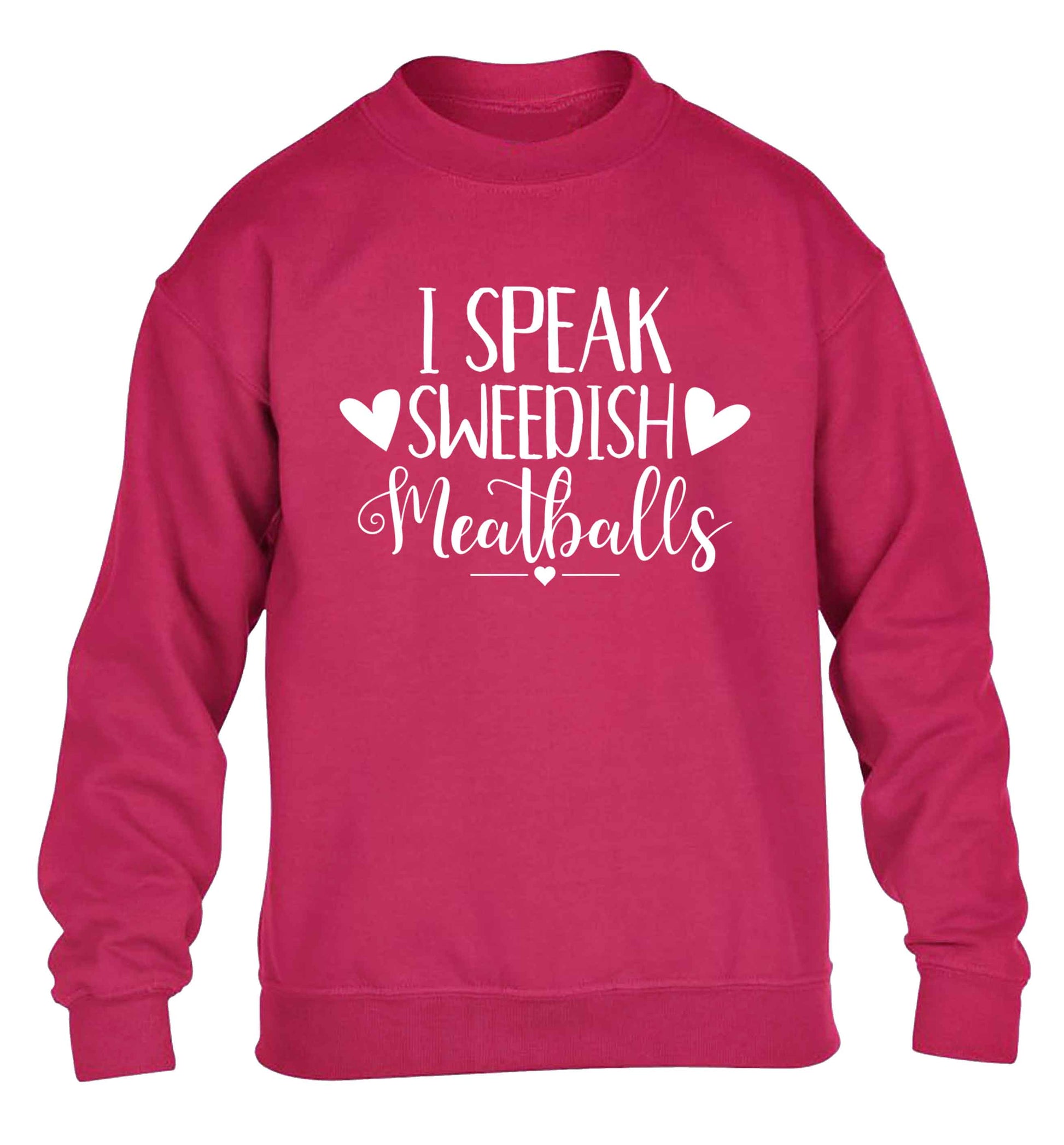 I speak sweedish...meatballs children's pink sweater 12-13 Years