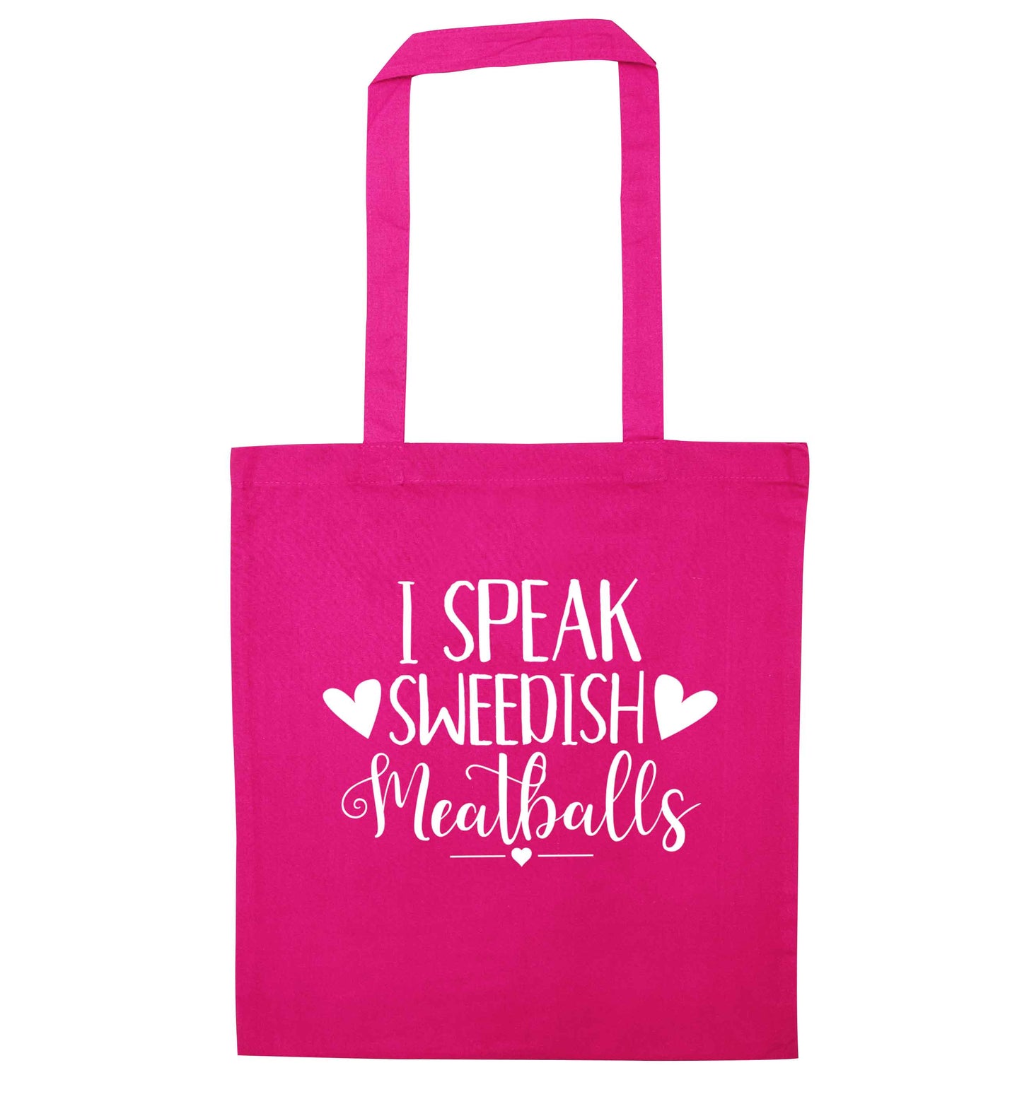 I speak sweedish...meatballs pink tote bag
