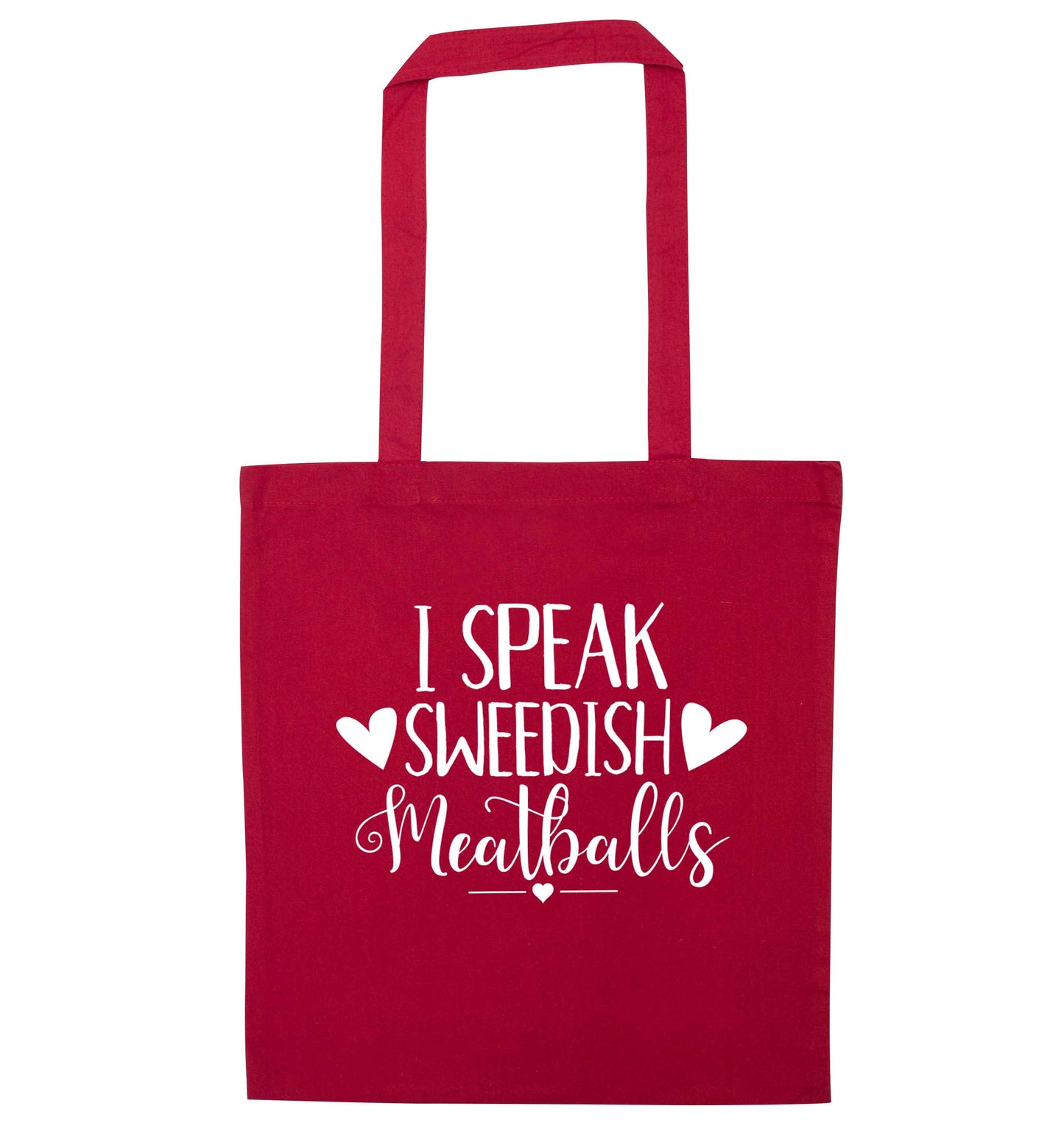 I speak sweedish...meatballs red tote bag