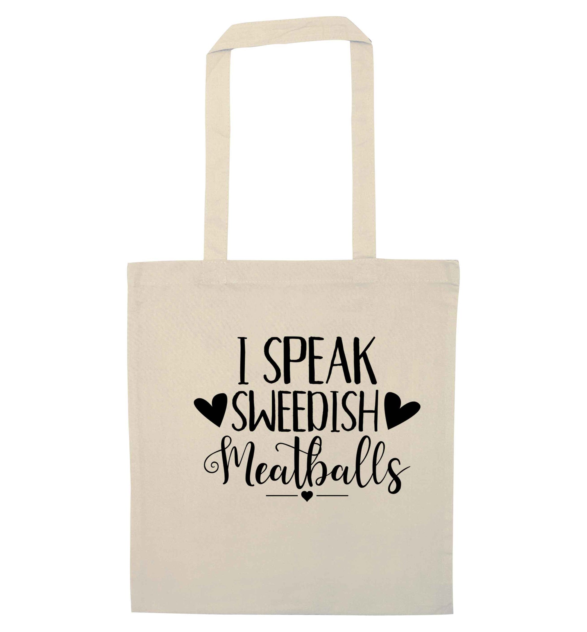 I speak sweedish...meatballs natural tote bag