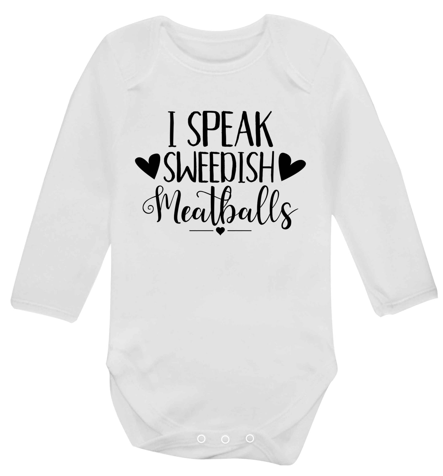 I speak sweedish...meatballs Baby Vest long sleeved white 6-12 months