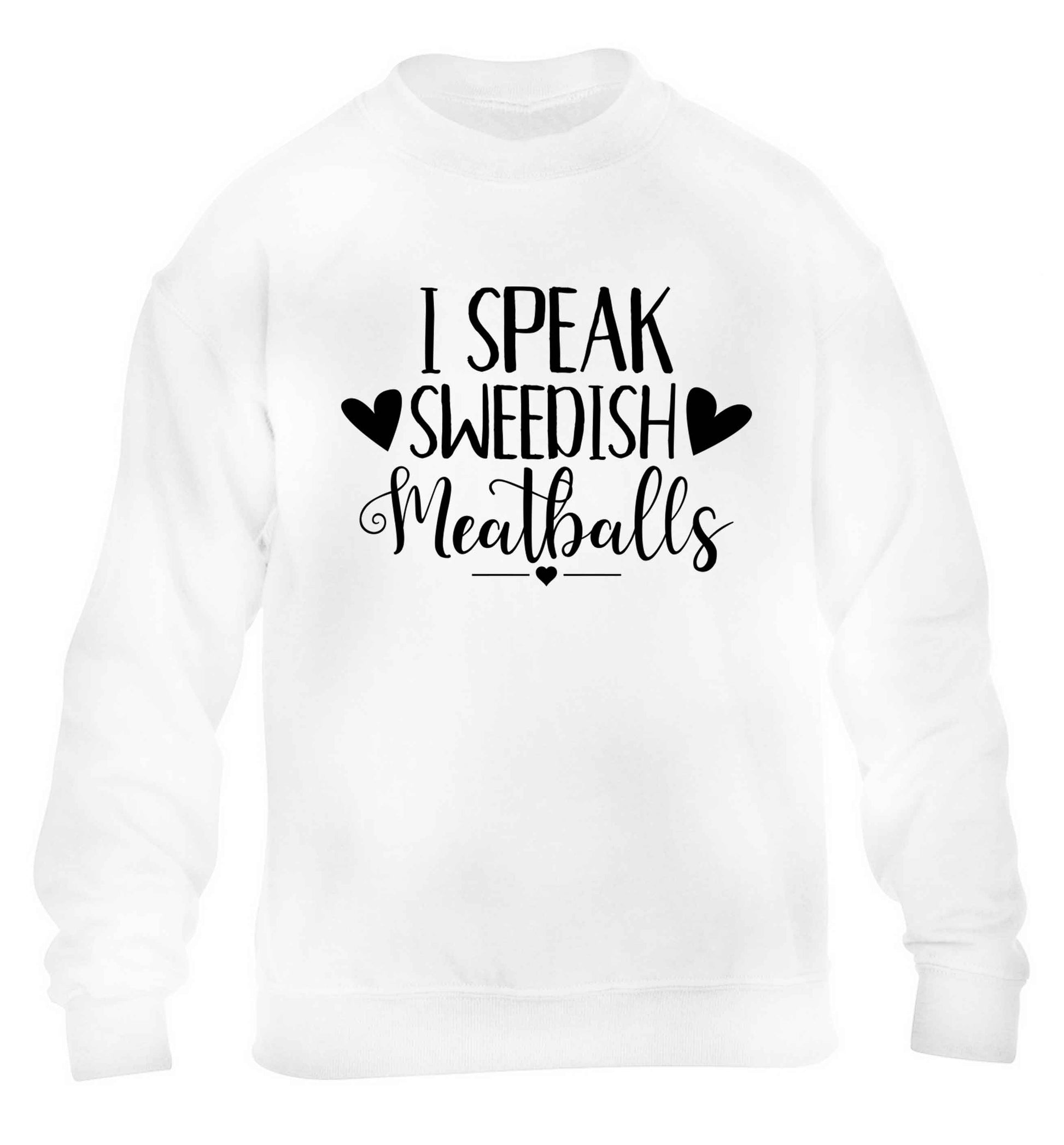 I speak sweedish...meatballs children's white sweater 12-13 Years