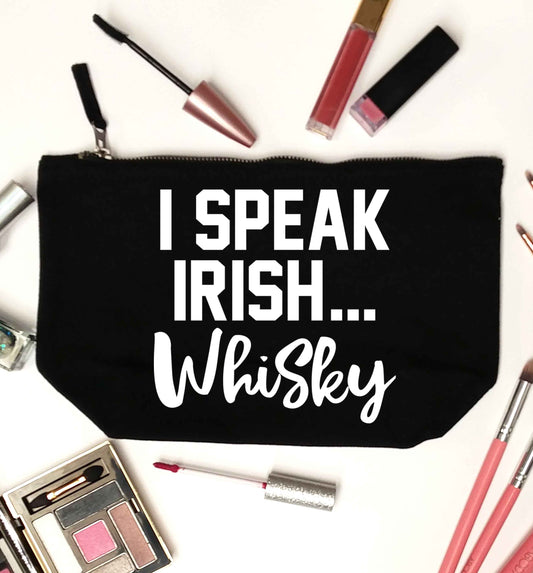 I speak Irish whisky black makeup bag