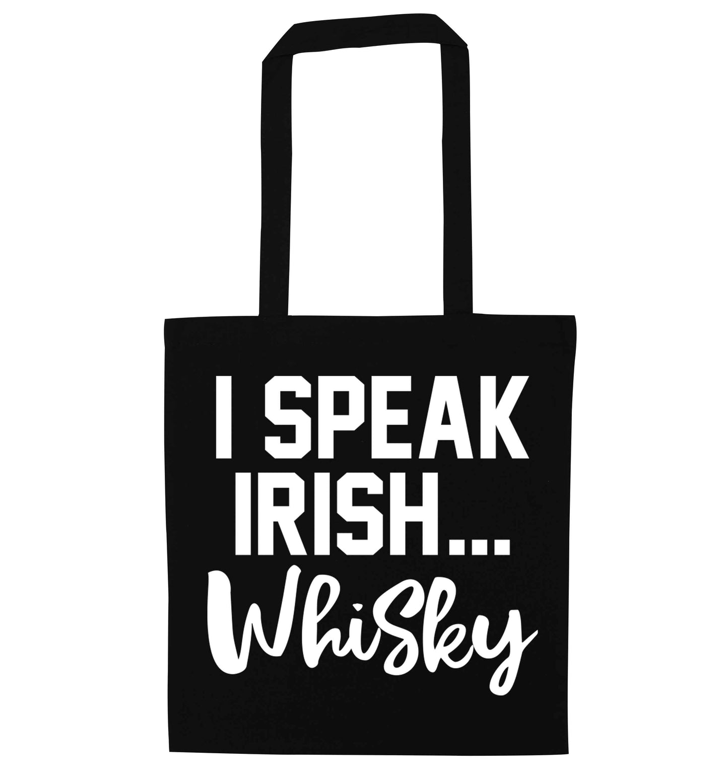 I speak Irish whisky black tote bag