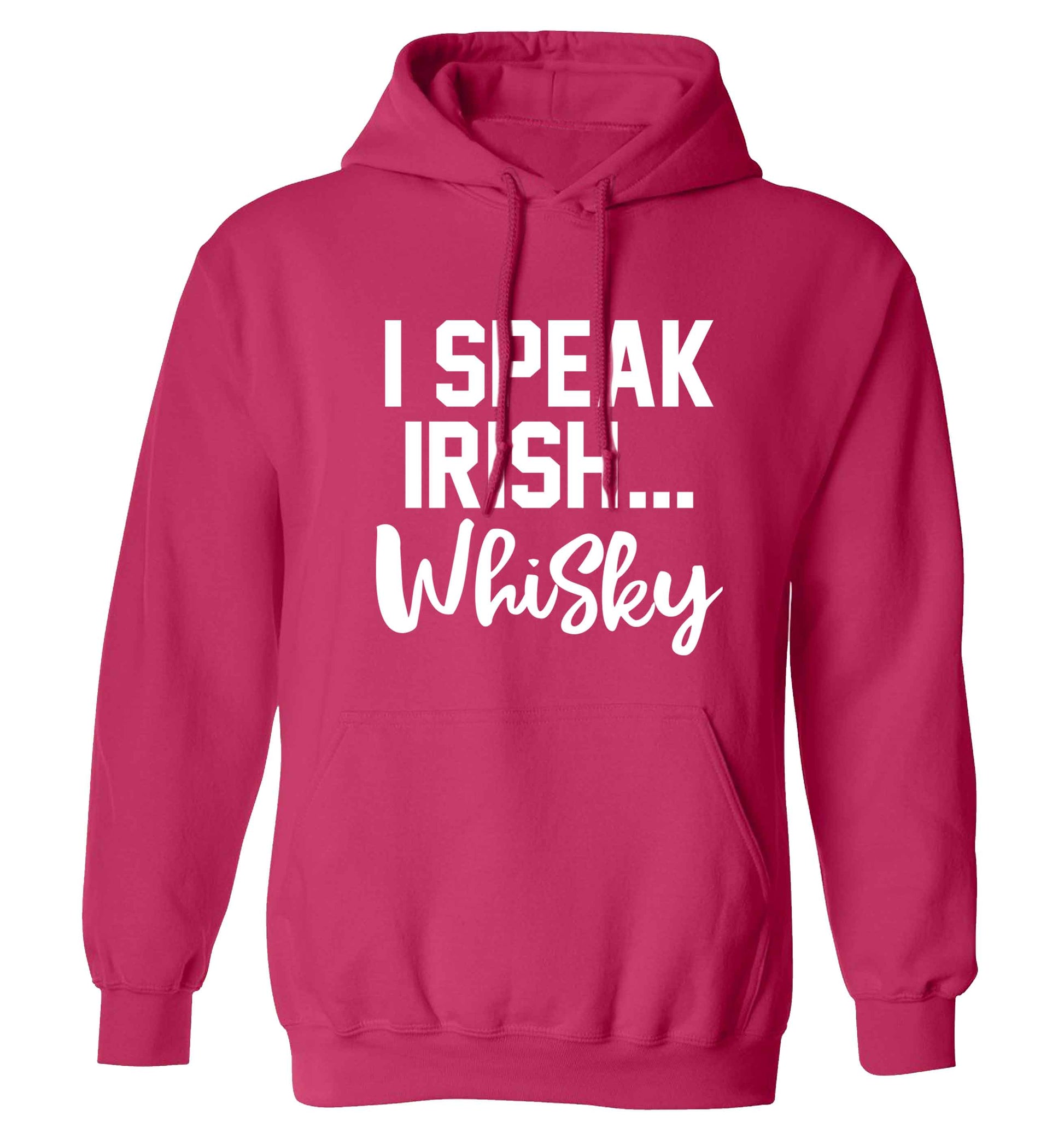 I speak Irish whisky adults unisex pink hoodie 2XL