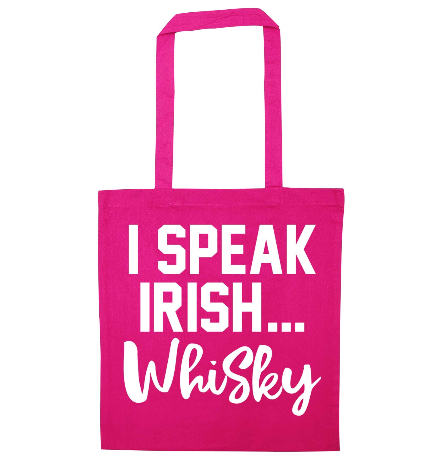 I speak Irish whisky pink tote bag