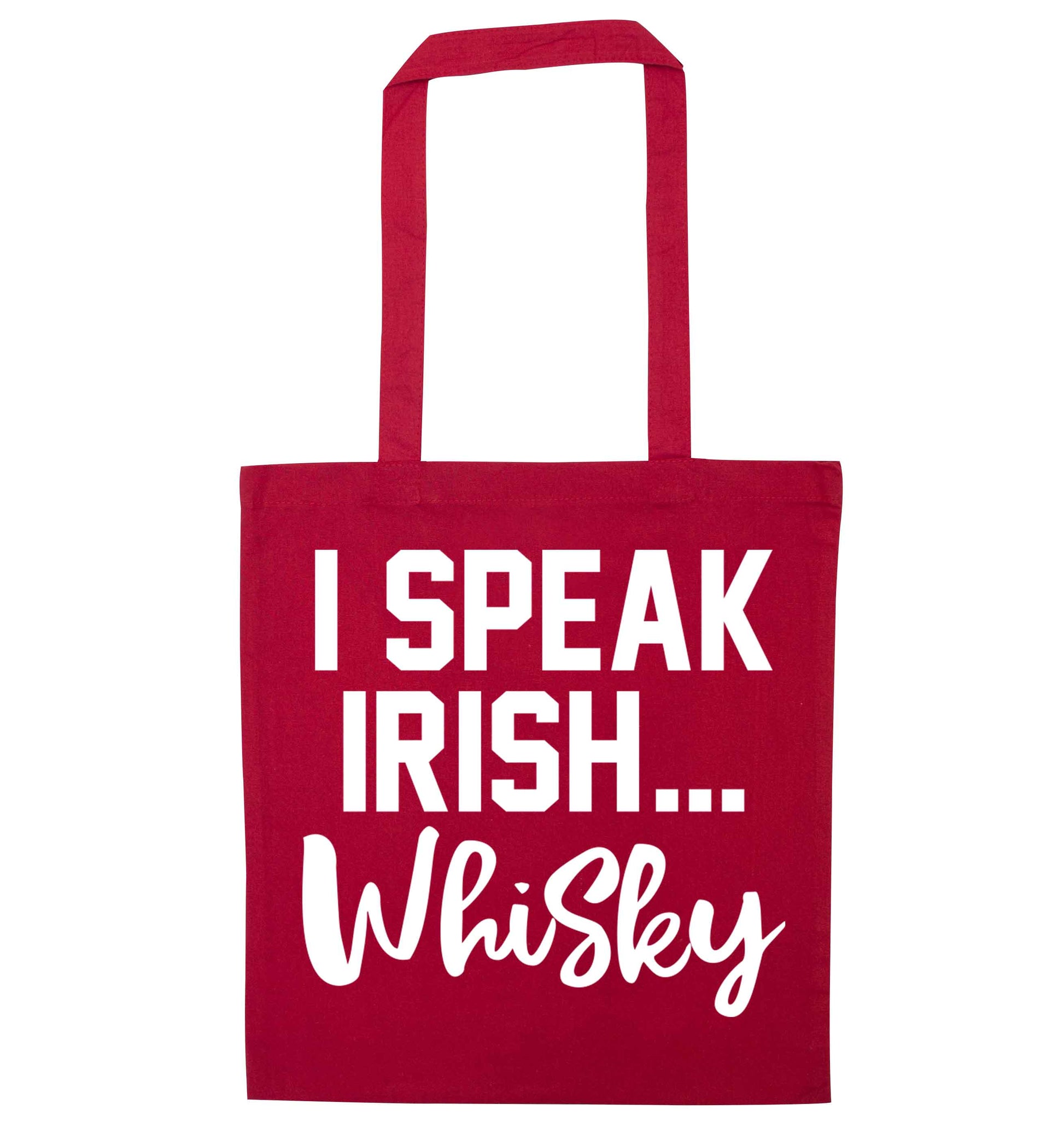 I speak Irish whisky red tote bag