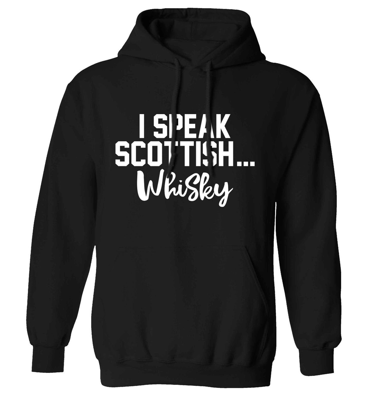 I speak scottish...whisky adults unisex black hoodie 2XL