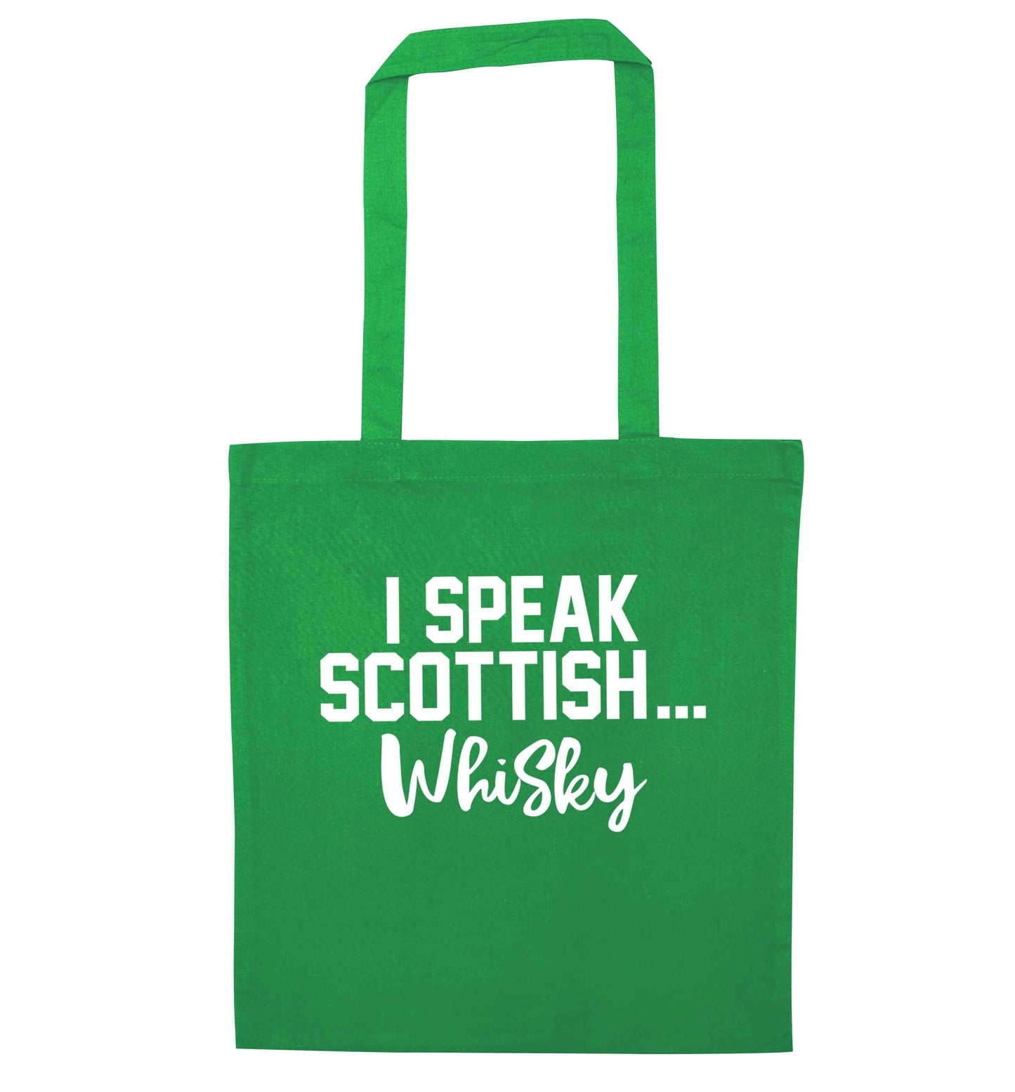 I speak scottish...whisky green tote bag