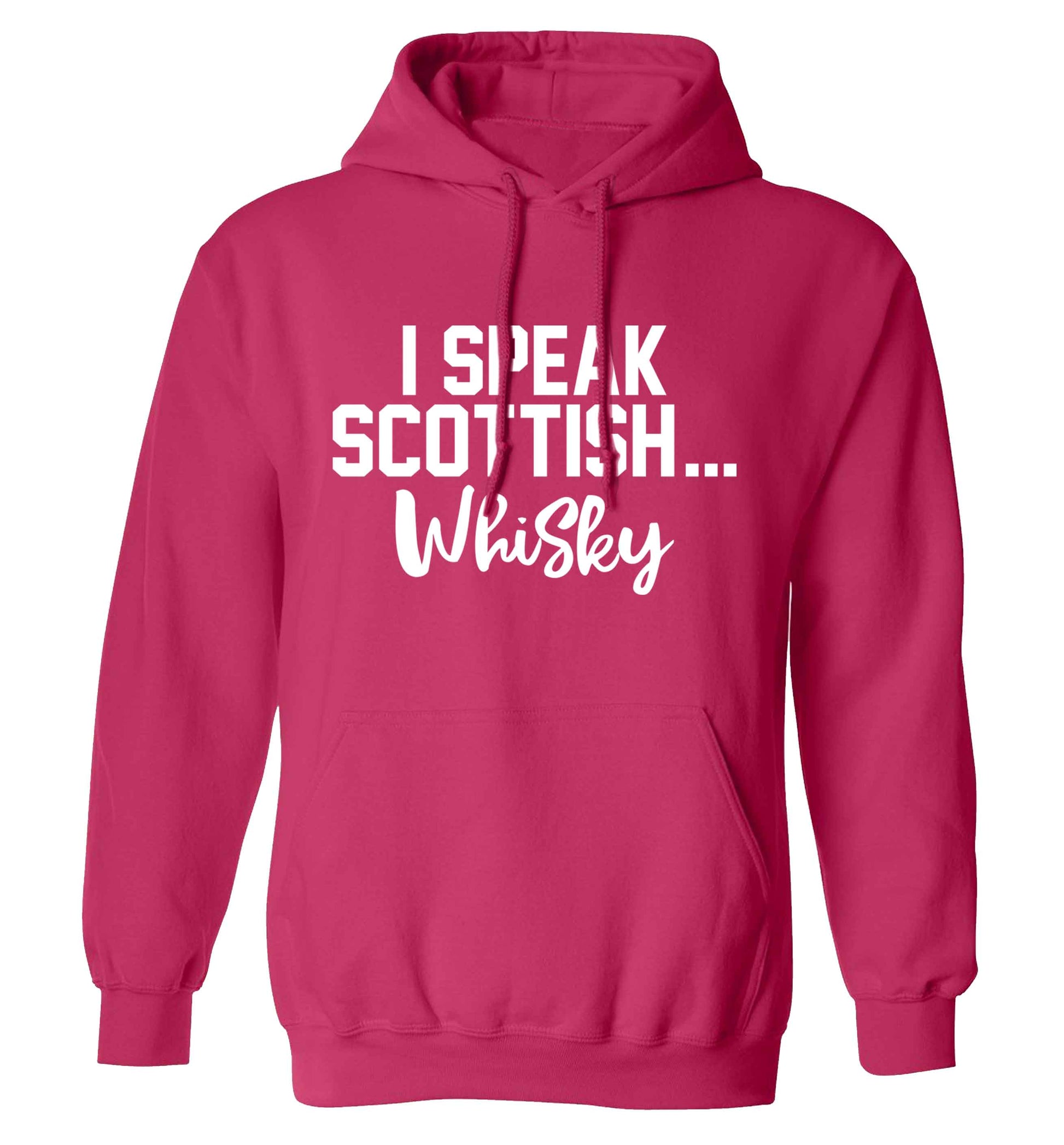 I speak scottish...whisky adults unisex pink hoodie 2XL