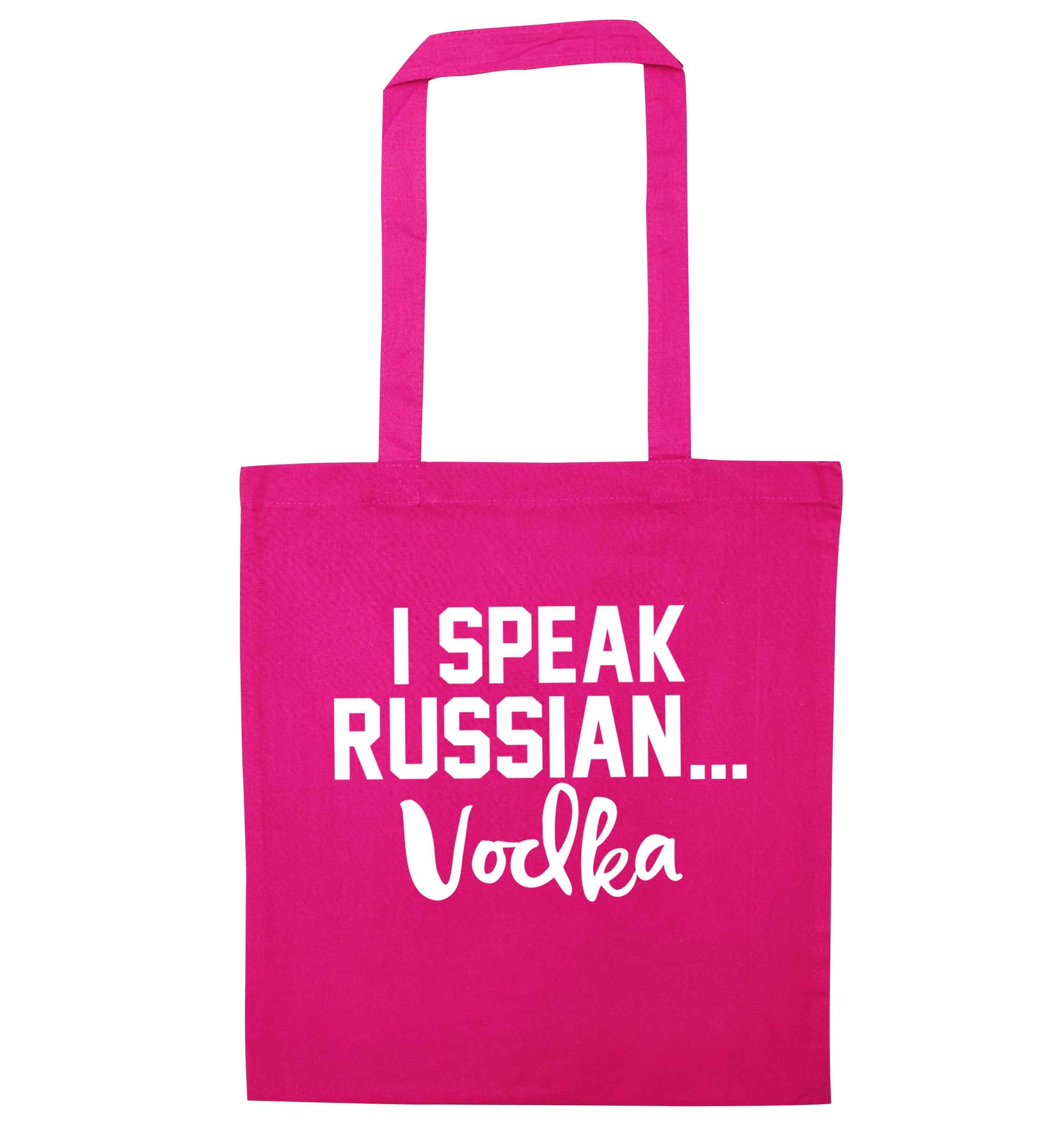I speak russian...vodka pink tote bag