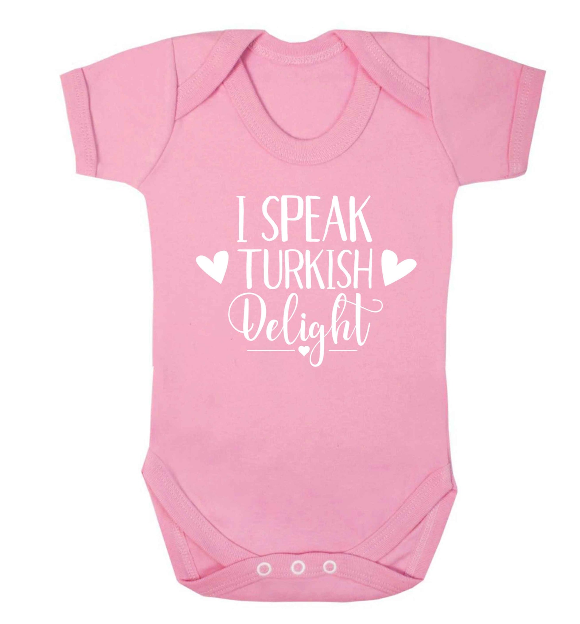 I speak turkish...delight Baby Vest pale pink 18-24 months