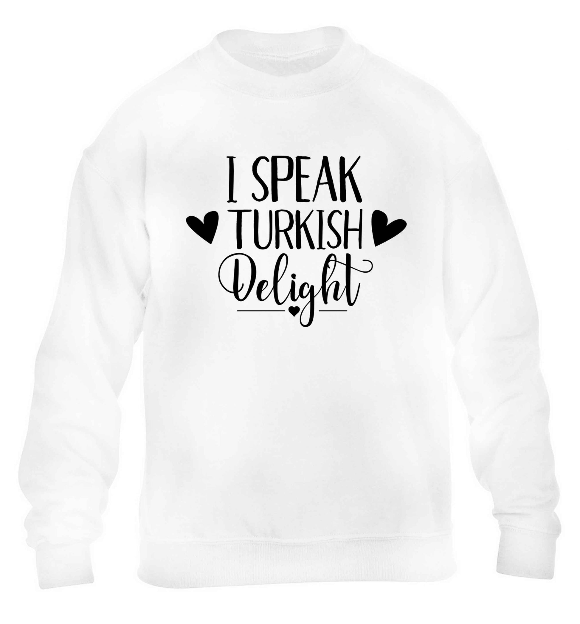 I speak turkish...delight children's white sweater 12-13 Years