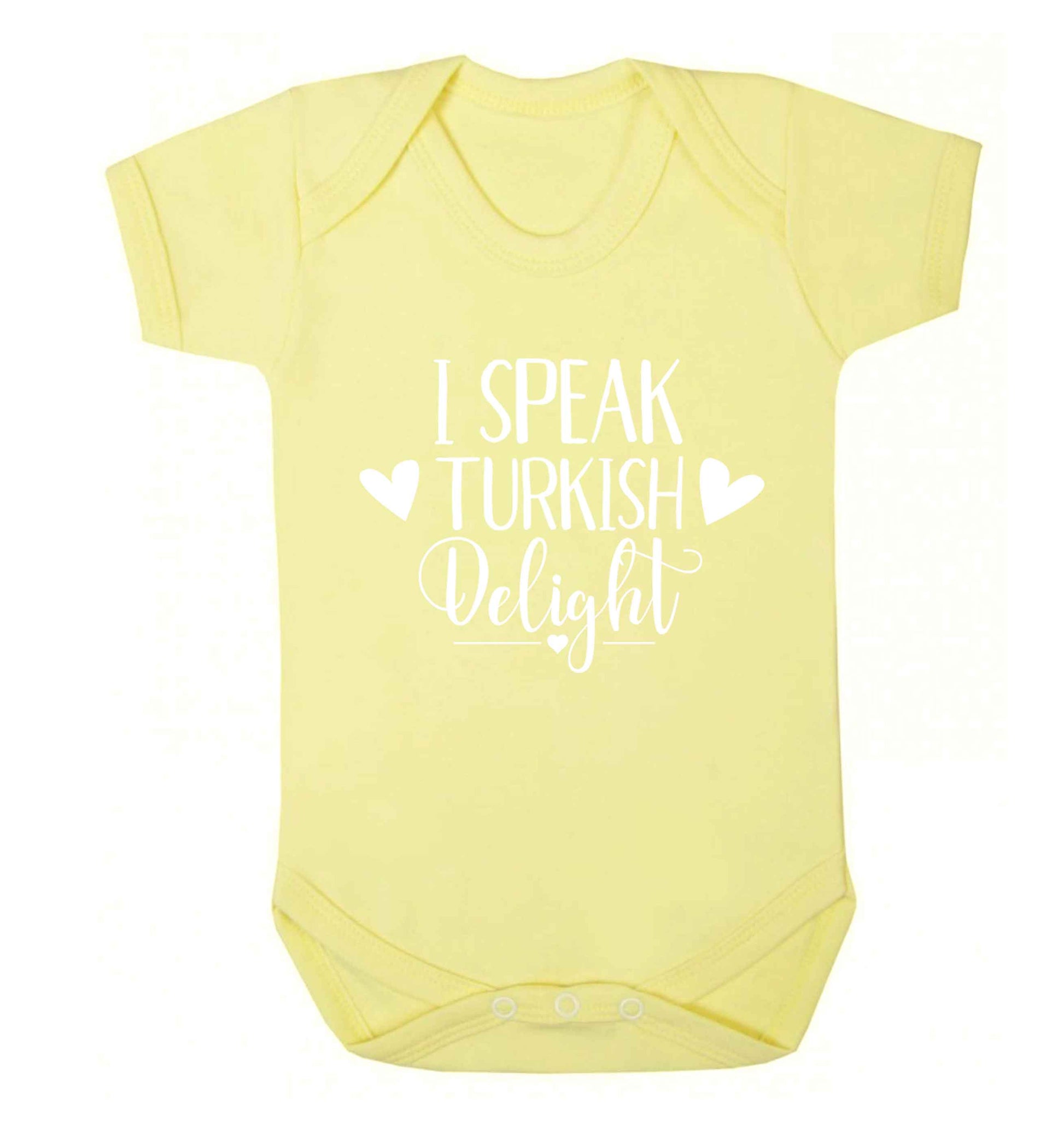 I speak turkish...delight Baby Vest pale yellow 18-24 months