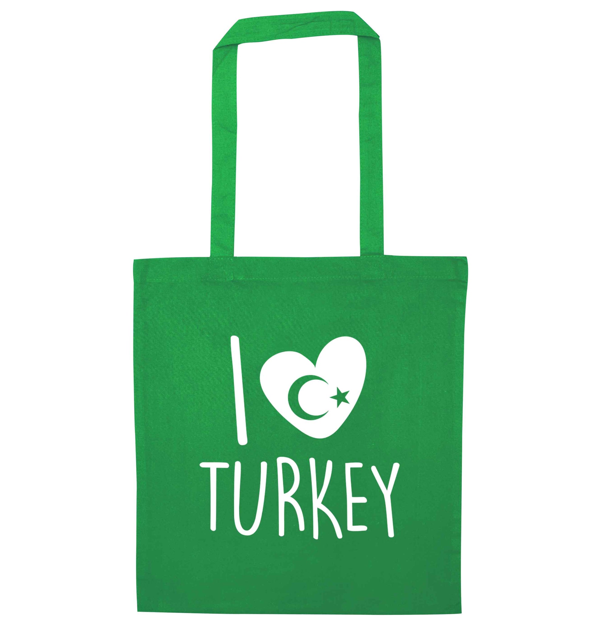 I love Turkey green tote bag