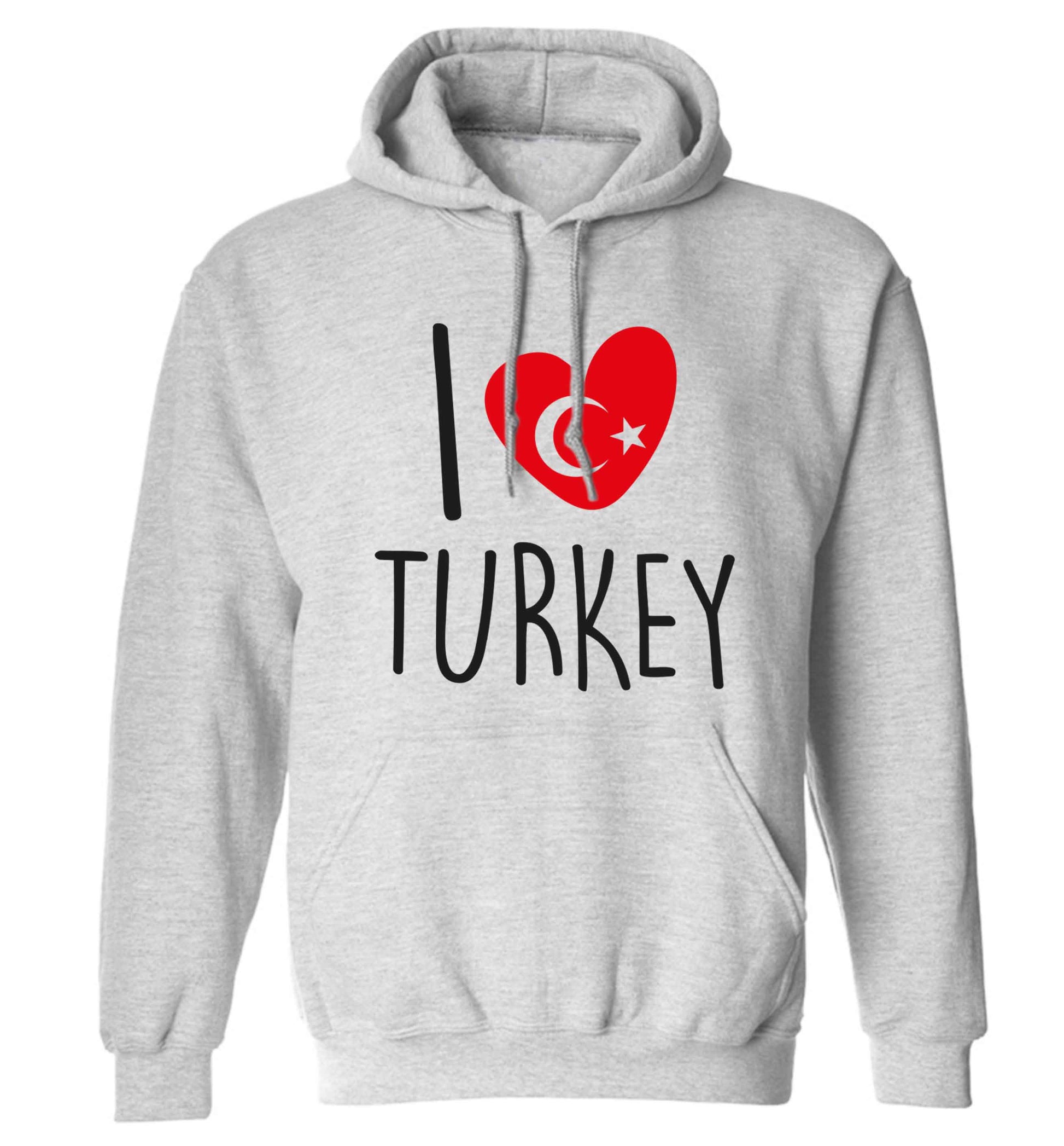 I love Turkey adults unisex grey hoodie 2XL