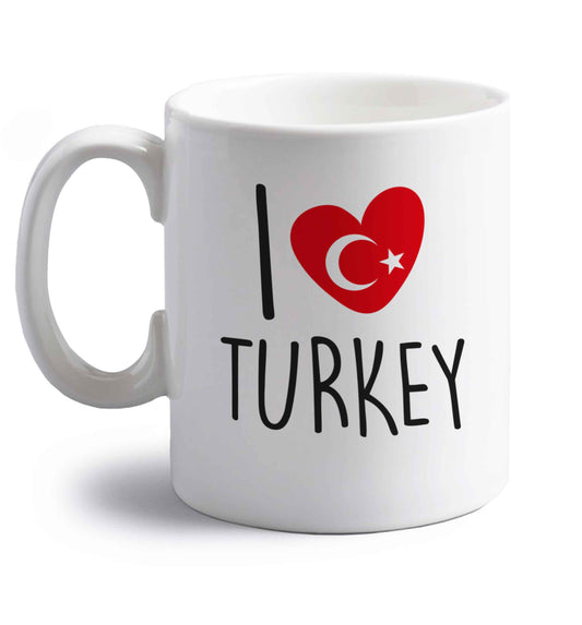 I love Turkey right handed white ceramic mug 