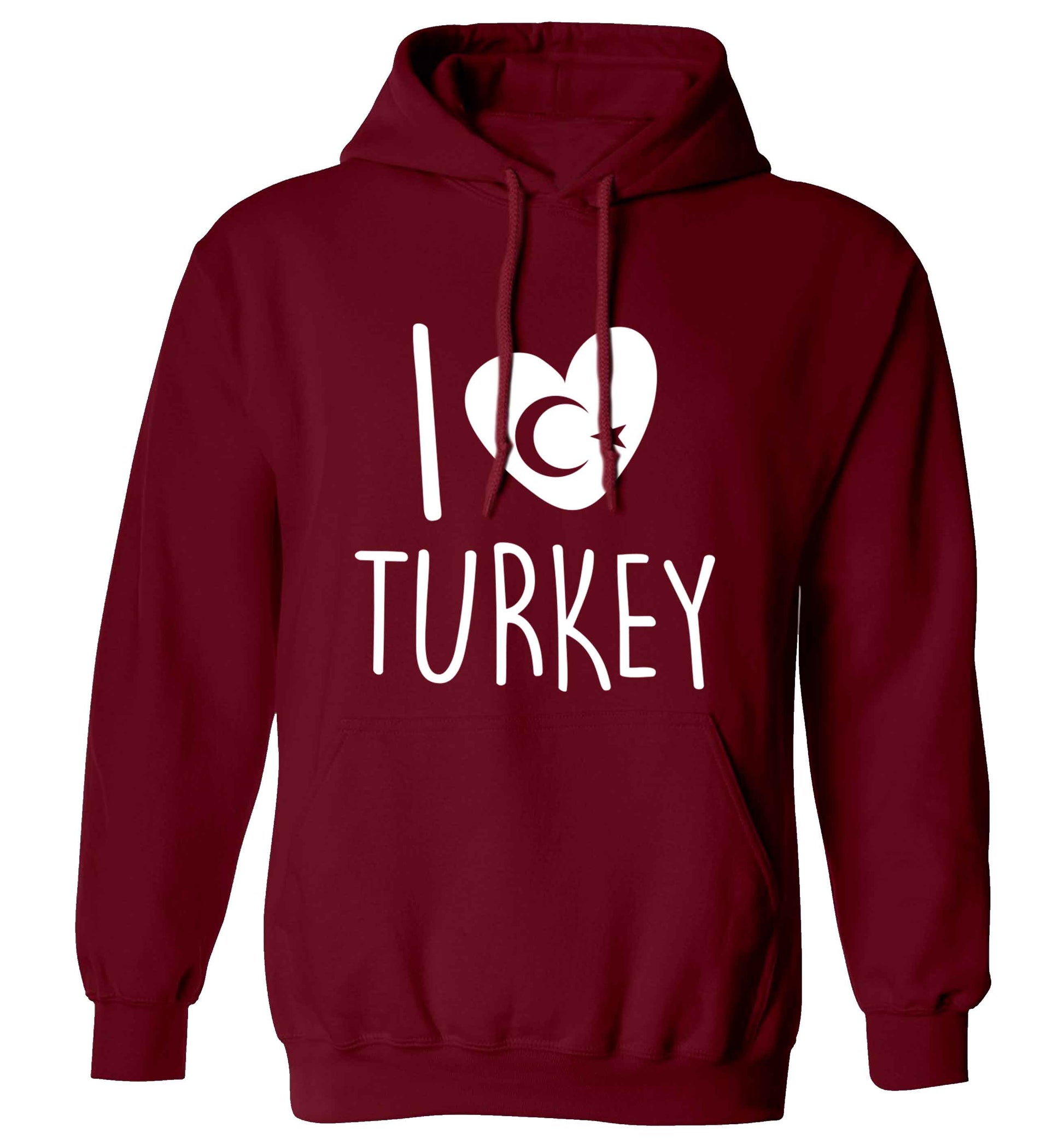 I love Turkey adults unisex maroon hoodie 2XL