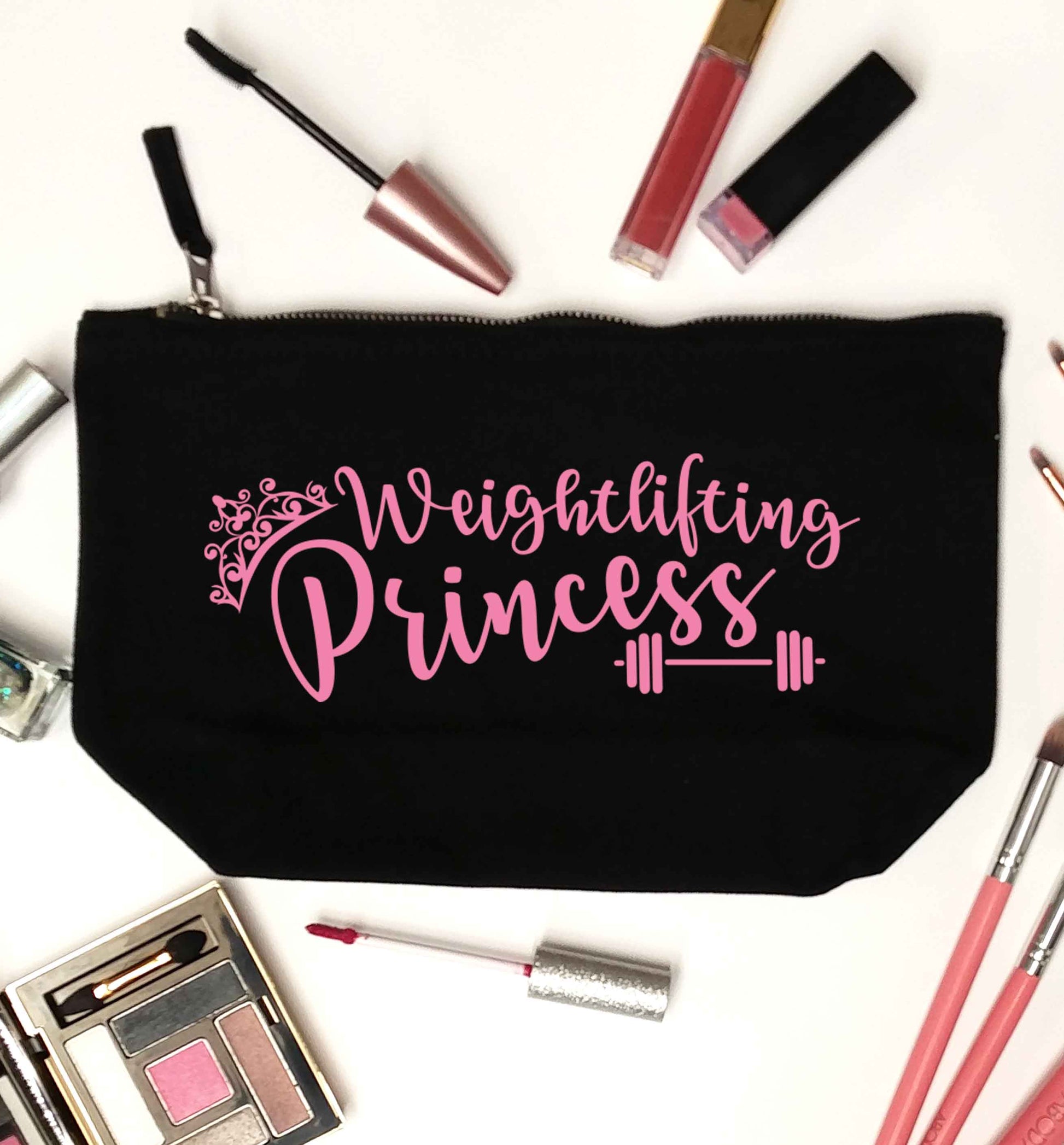 Weightlifting princess black makeup bag