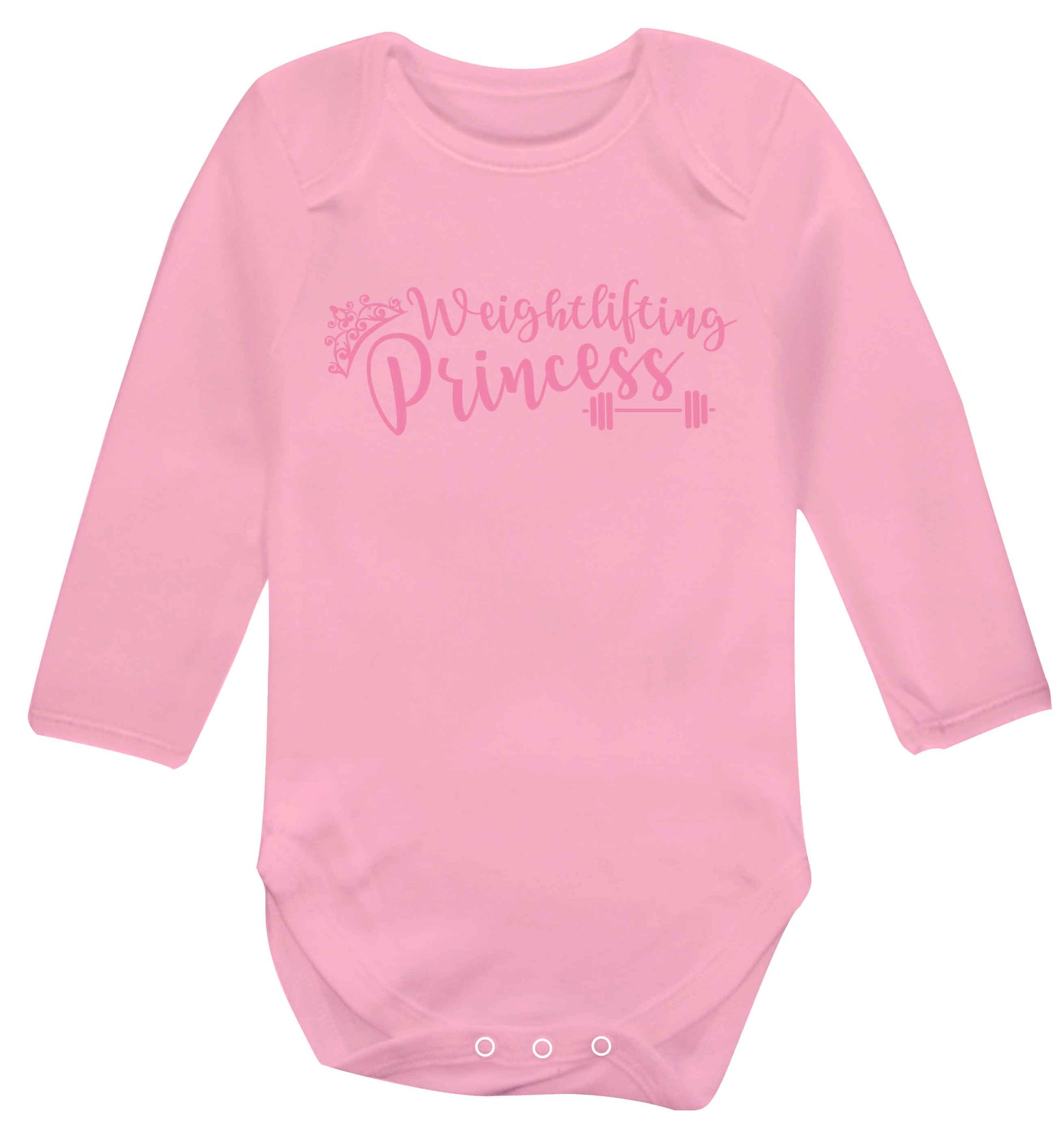 Weightlifting princess Baby Vest long sleeved pale pink 6-12 months