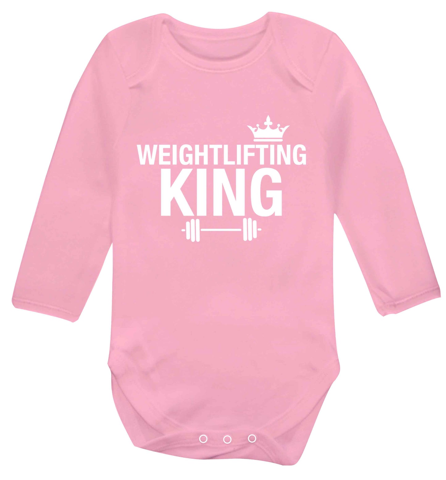 Weightlifting king Baby Vest long sleeved pale pink 6-12 months