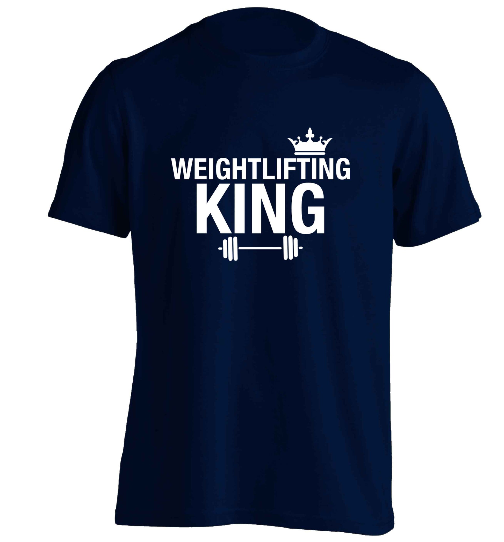 Weightlifting king adults unisex navy Tshirt 2XL
