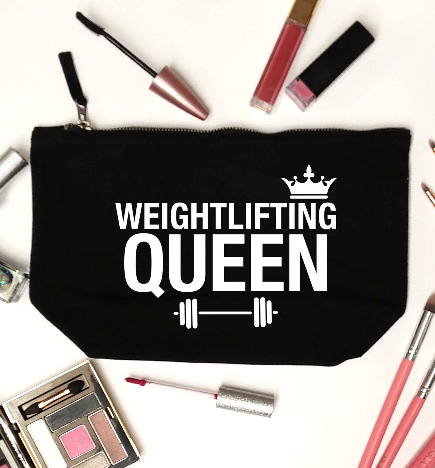 Weightlifting Queen black makeup bag