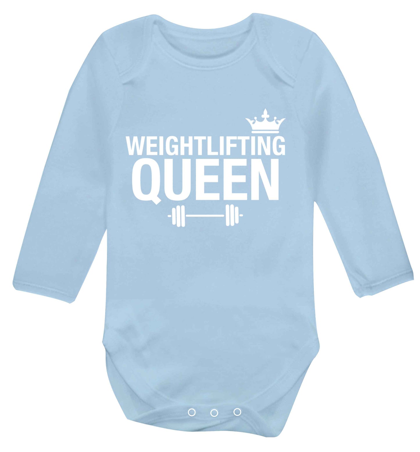 Weightlifting Queen Baby Vest long sleeved pale blue 6-12 months